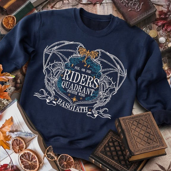 Riders Quadrant Embroidered Sweatshirt, Fourth Wing Embroidered Hoodie