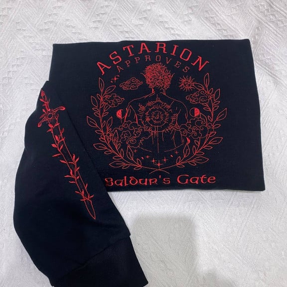 Astarion Approves Embroidered Sweatshirt, Baldur's Gate Embroidered Hoodie 2