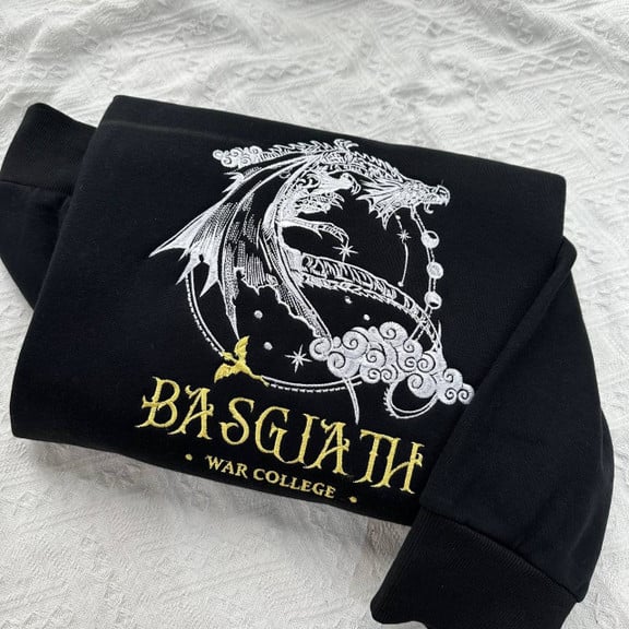 Embroidery Basgiath War College Sweatshirt, Fourth Wing Dragon Rider Sweater, Fantasy Book Hoodie for Bookish, Gift for Her