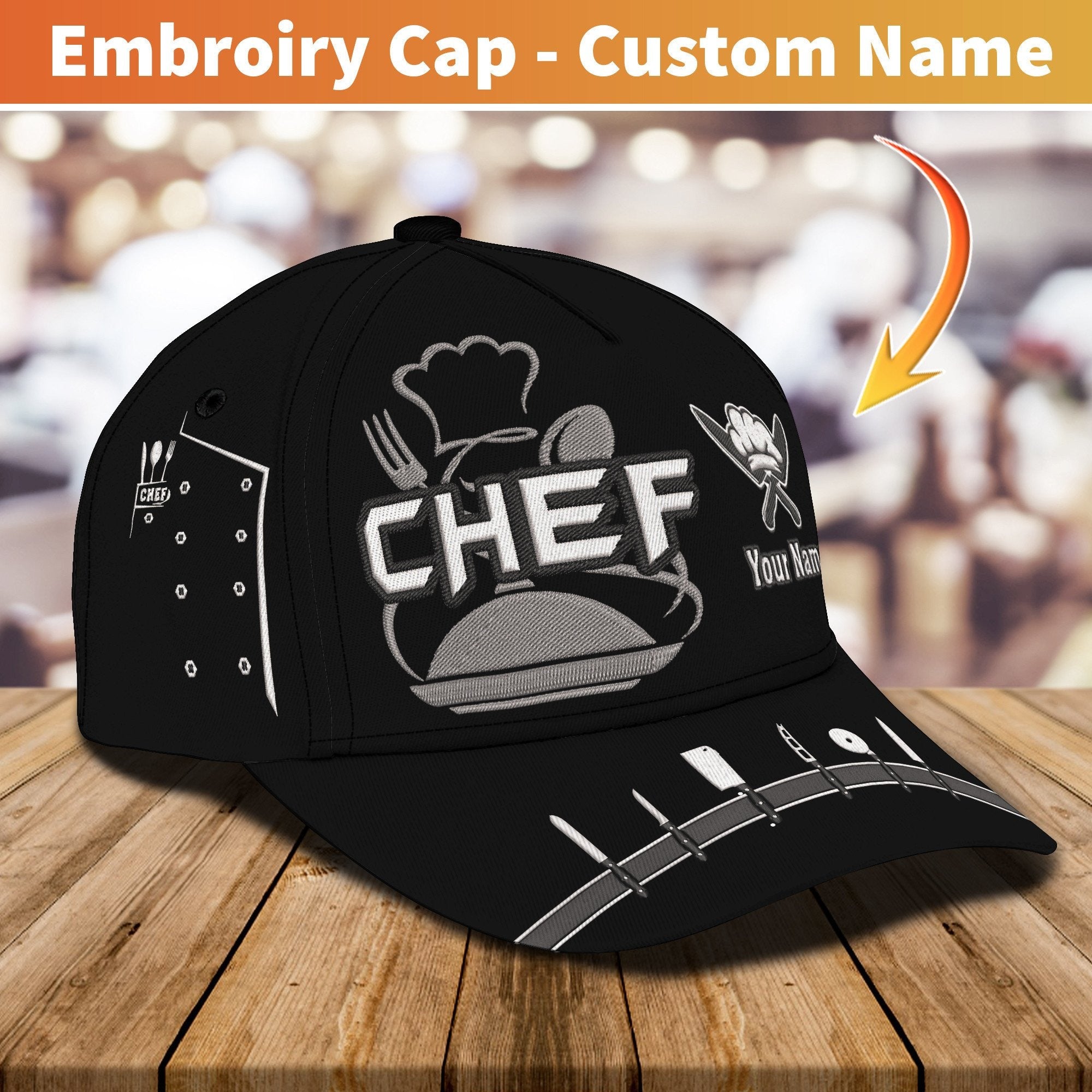 Embroidery Cap - Chef Cap Custom Cook Cap 3D Chef Classic Embroidery