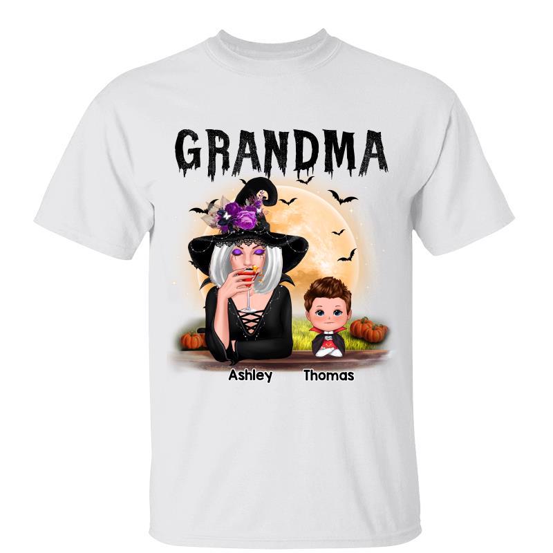 Grandma Mom Witch With Grandkids Halloween Personalized Shirt