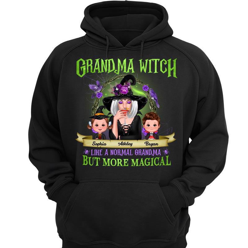 Green And Purple Halloween Grandma And Kids Personalized Shirt