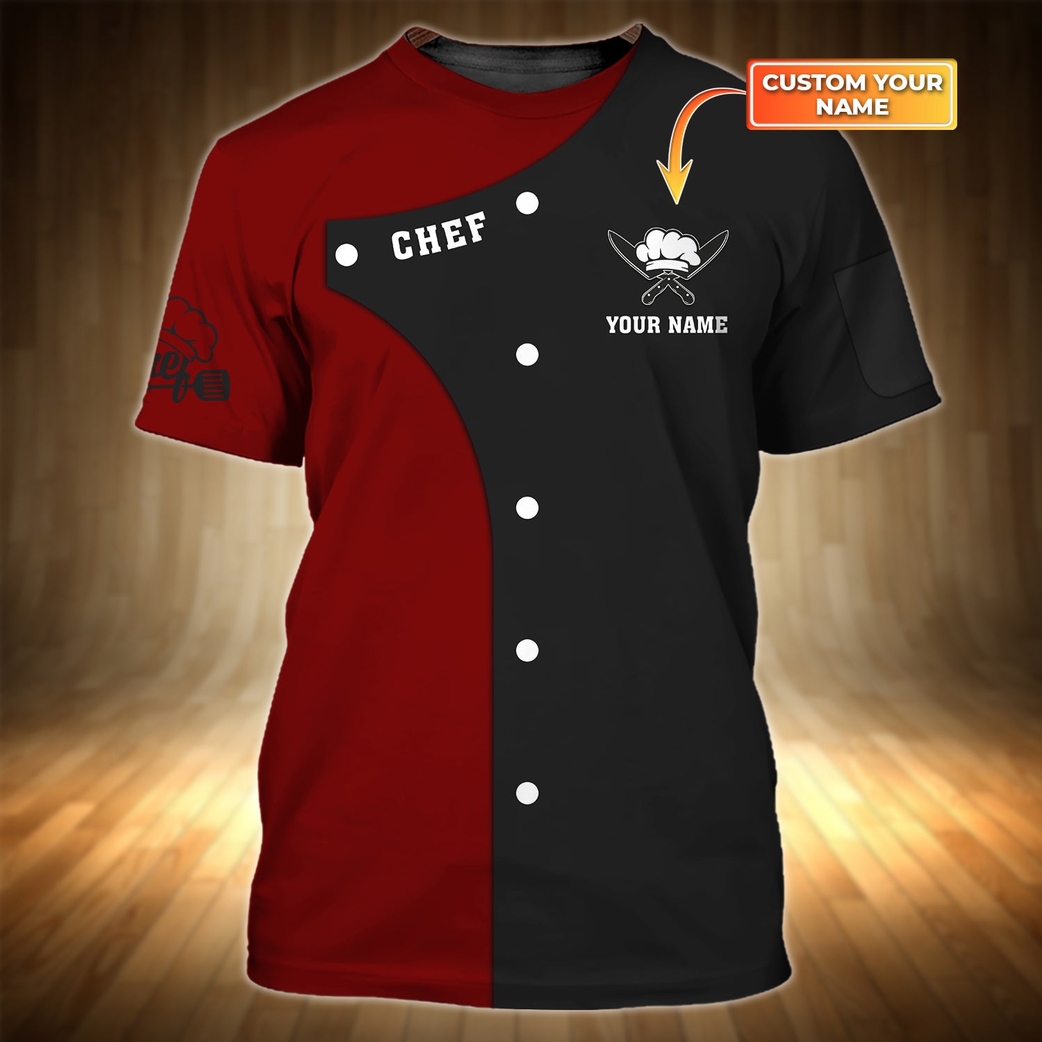 Chef Personalized Name 3D Tshirt Gift For Cooks Restaurant