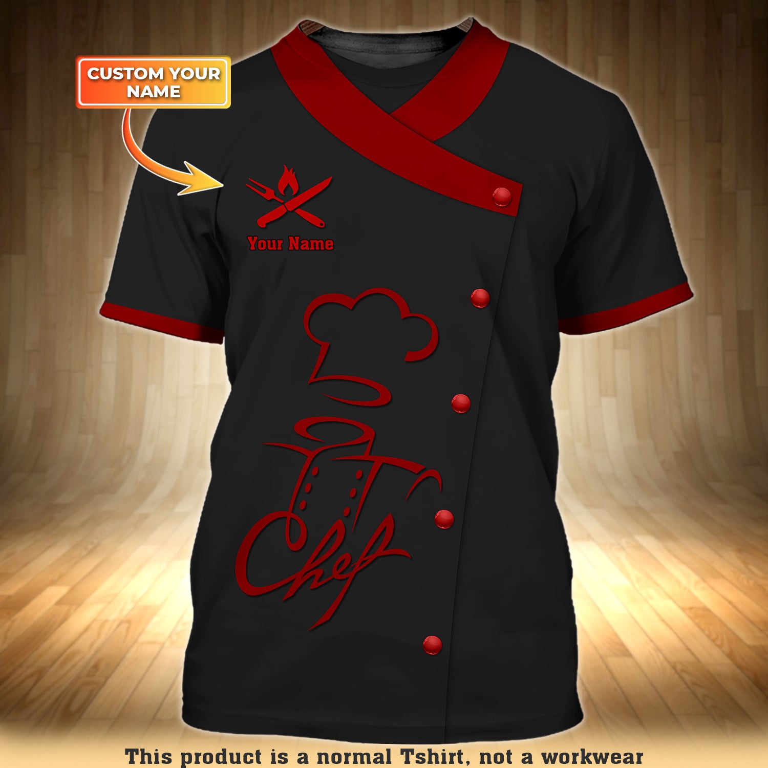 Chef Shirt Chef Personalized Name 3D Tshirt Men's Kitchen Basic Cook Shirt