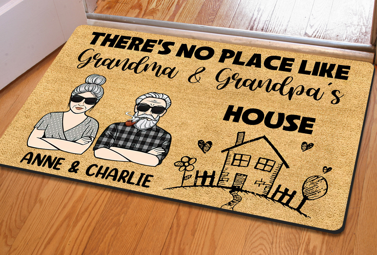 No Place Like Grandpa Grandma Personalized Doormat