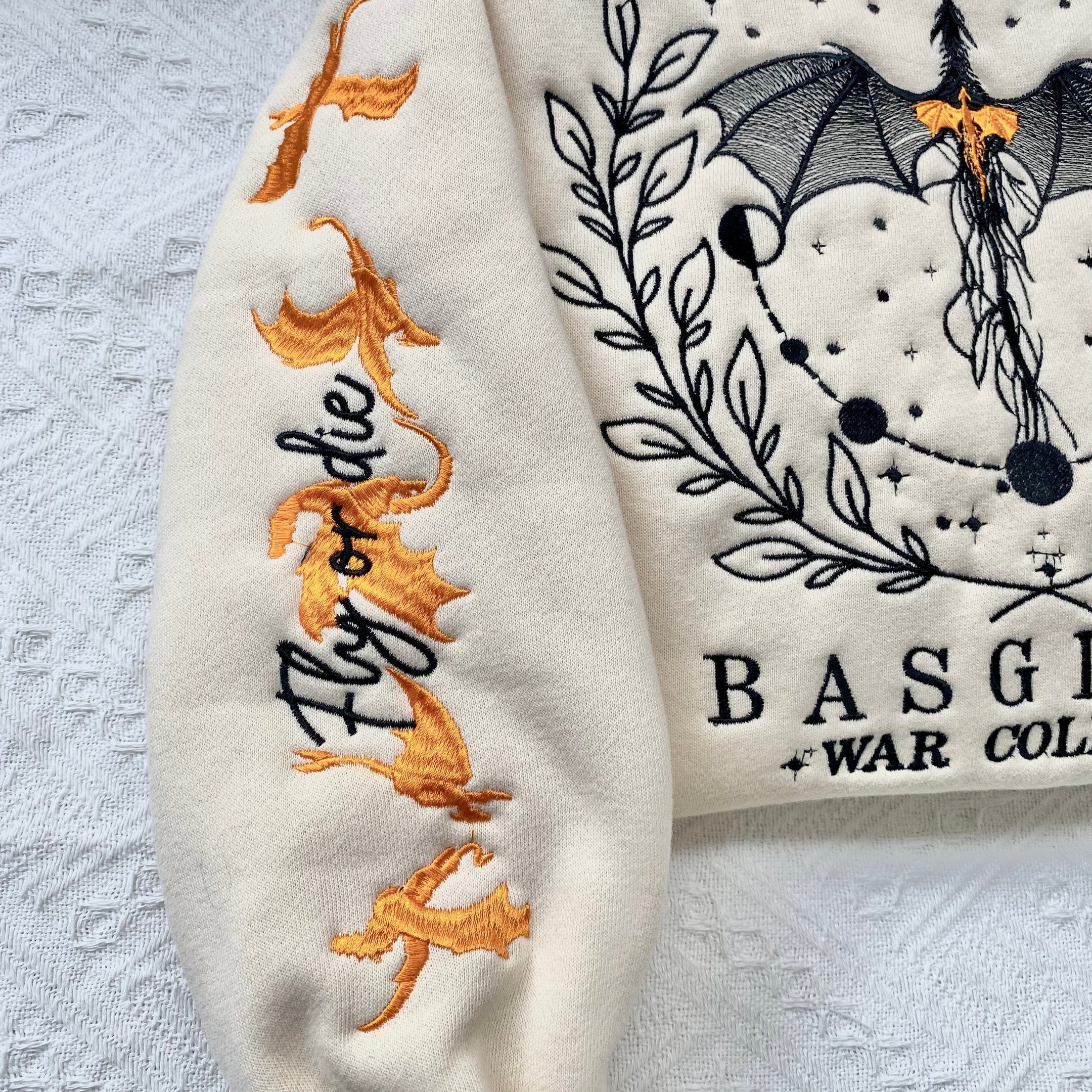 Basgiath Embroidered Sweatshirt, Fourth Wing Embroidered Hoodie Gifts For Book Lovers