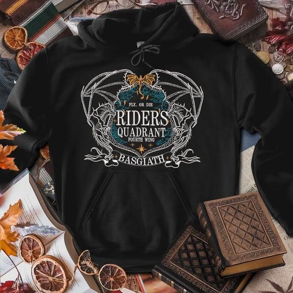 Riders Quadrant Embroidered Sweatshirt, Fourth Wing Embroidered Hoodie