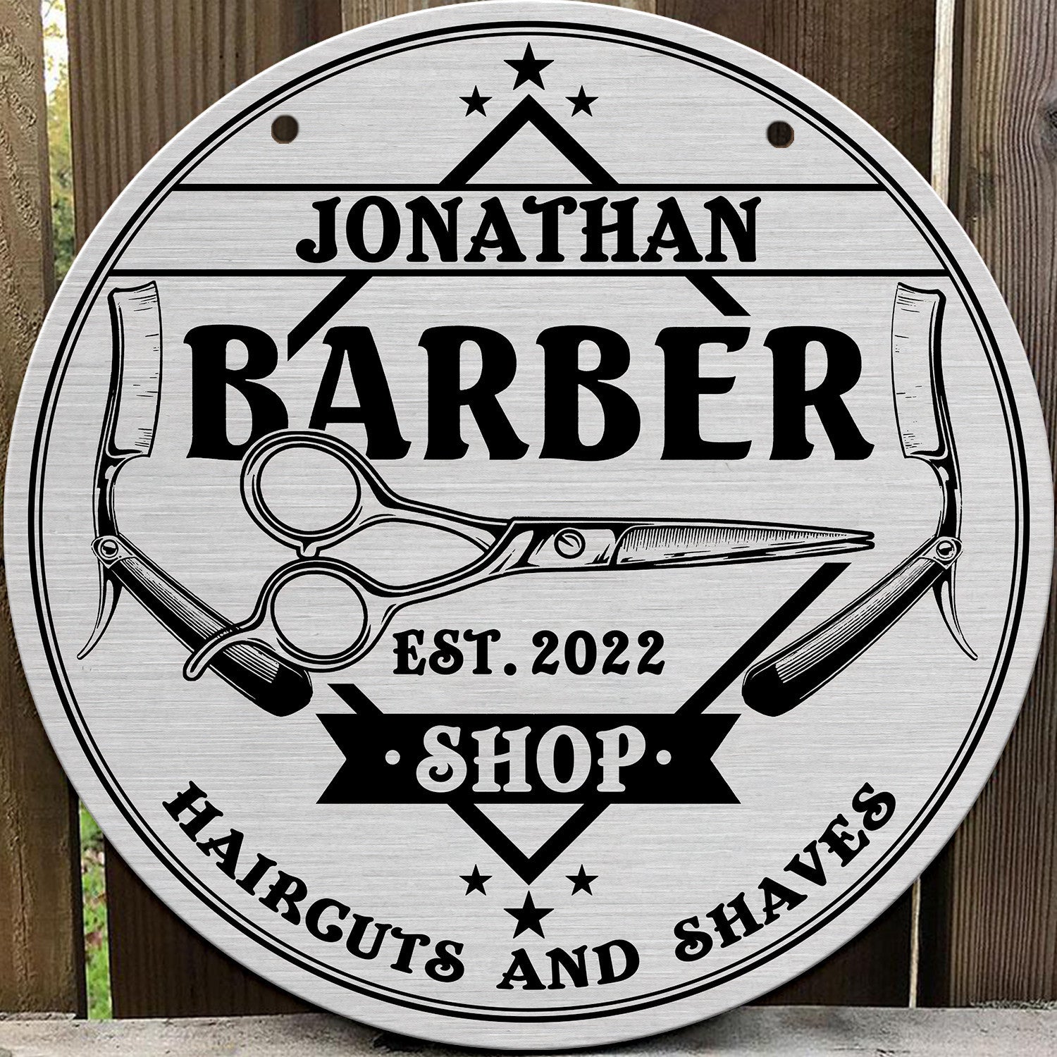 Personalized Barber Shop Scissors Customized Wood Sign