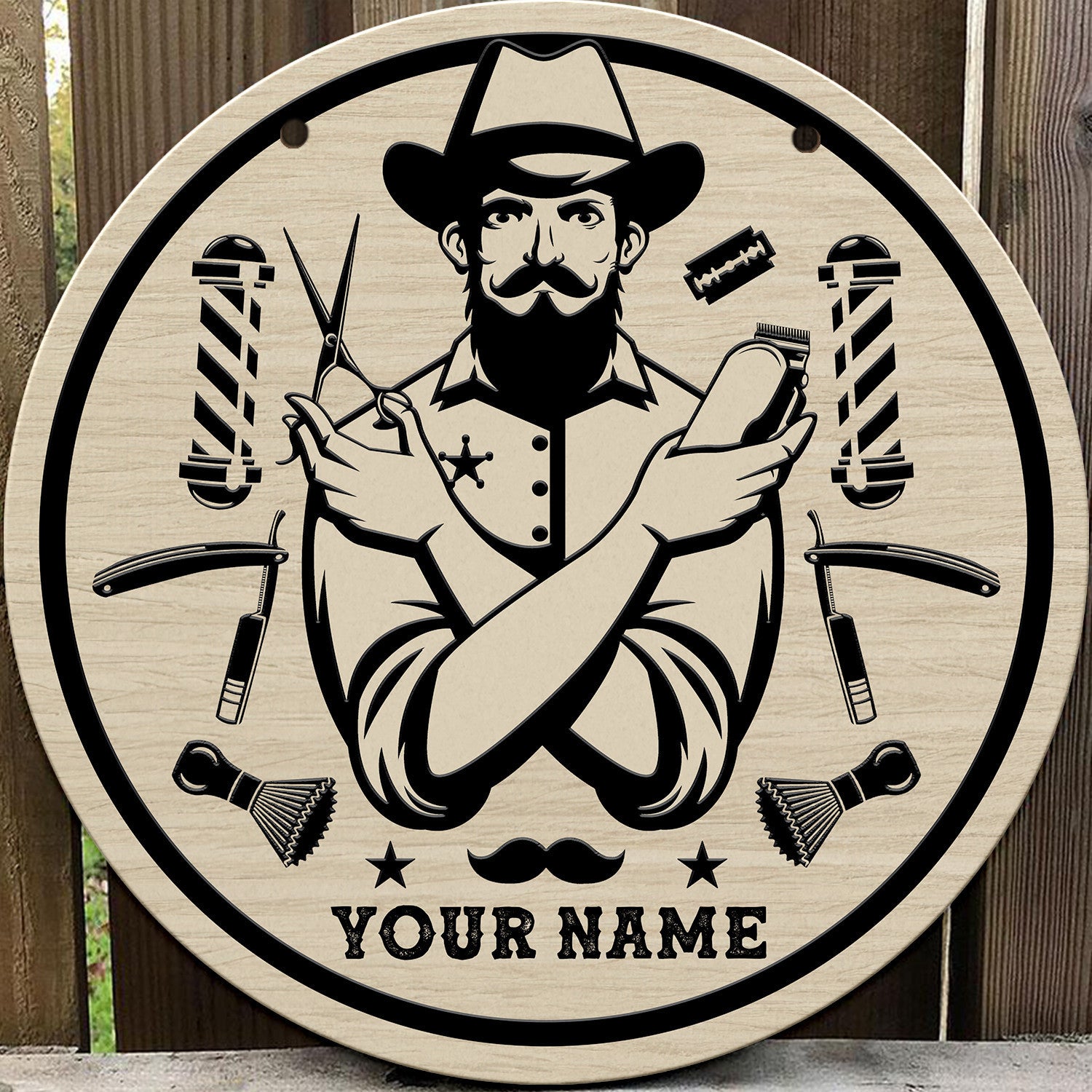 Barbershop Wall Wood Decor Salon Art Hanging Hair Salon Sign Rustic Barber Shop Wood Sign