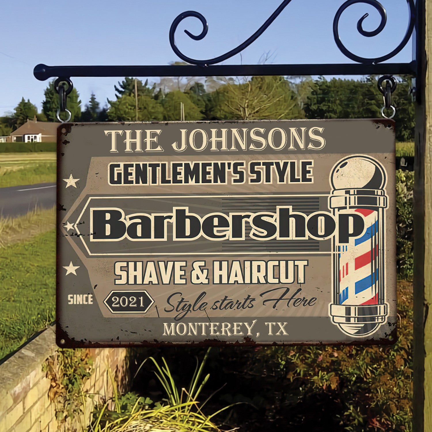 Personalized Barber shop haircut & shave Metal Signs – Trends Personalized