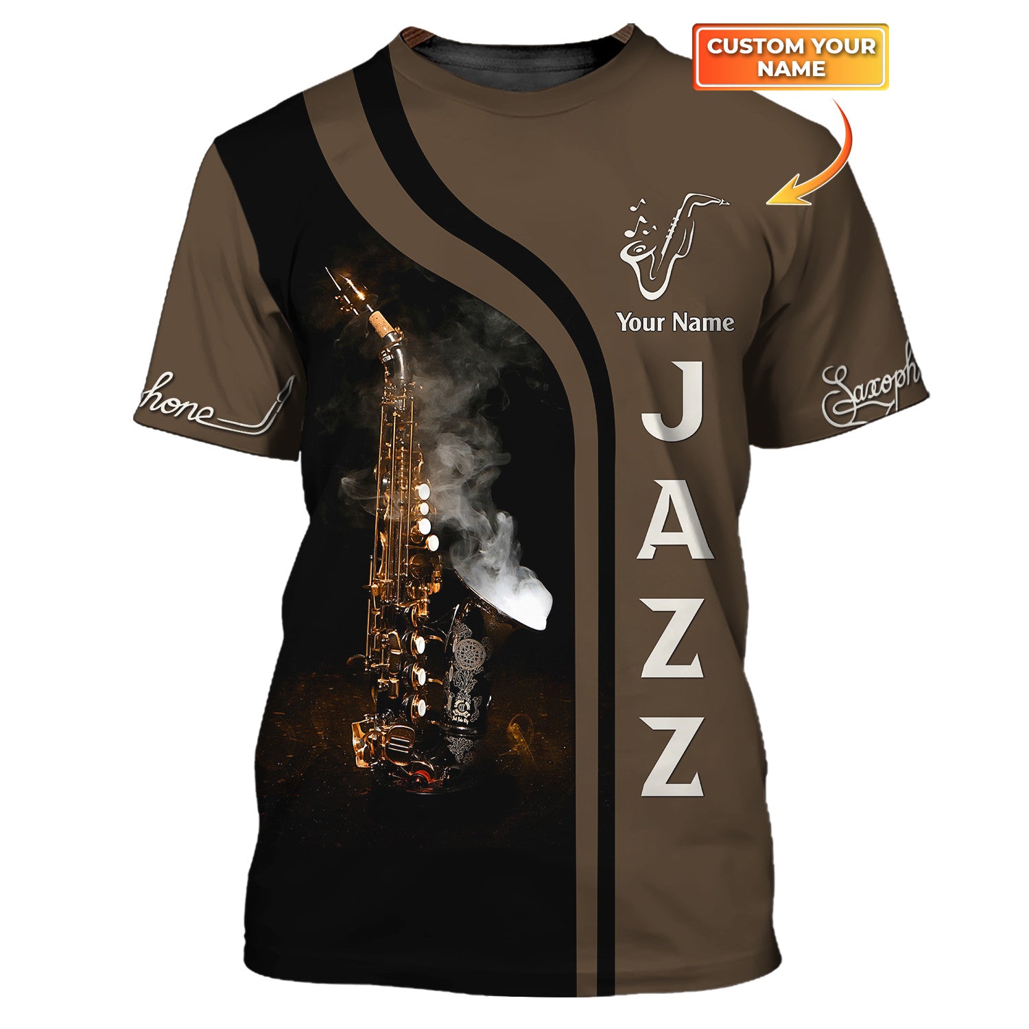 Saxophone Tee Shirt Saxophone Personalized Name 3D Tshirt Gift For Saxophonist