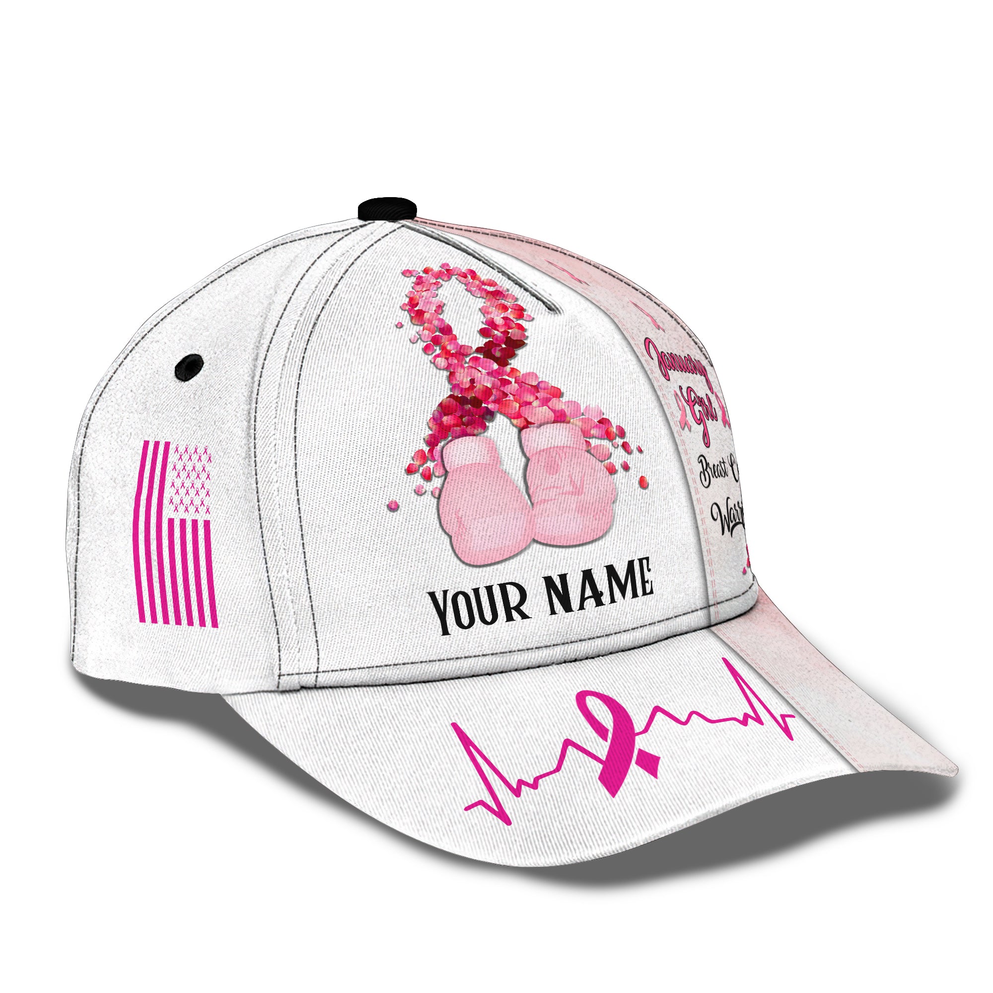 January Girl Breast Cancer Warrior - Personalized Name Cap