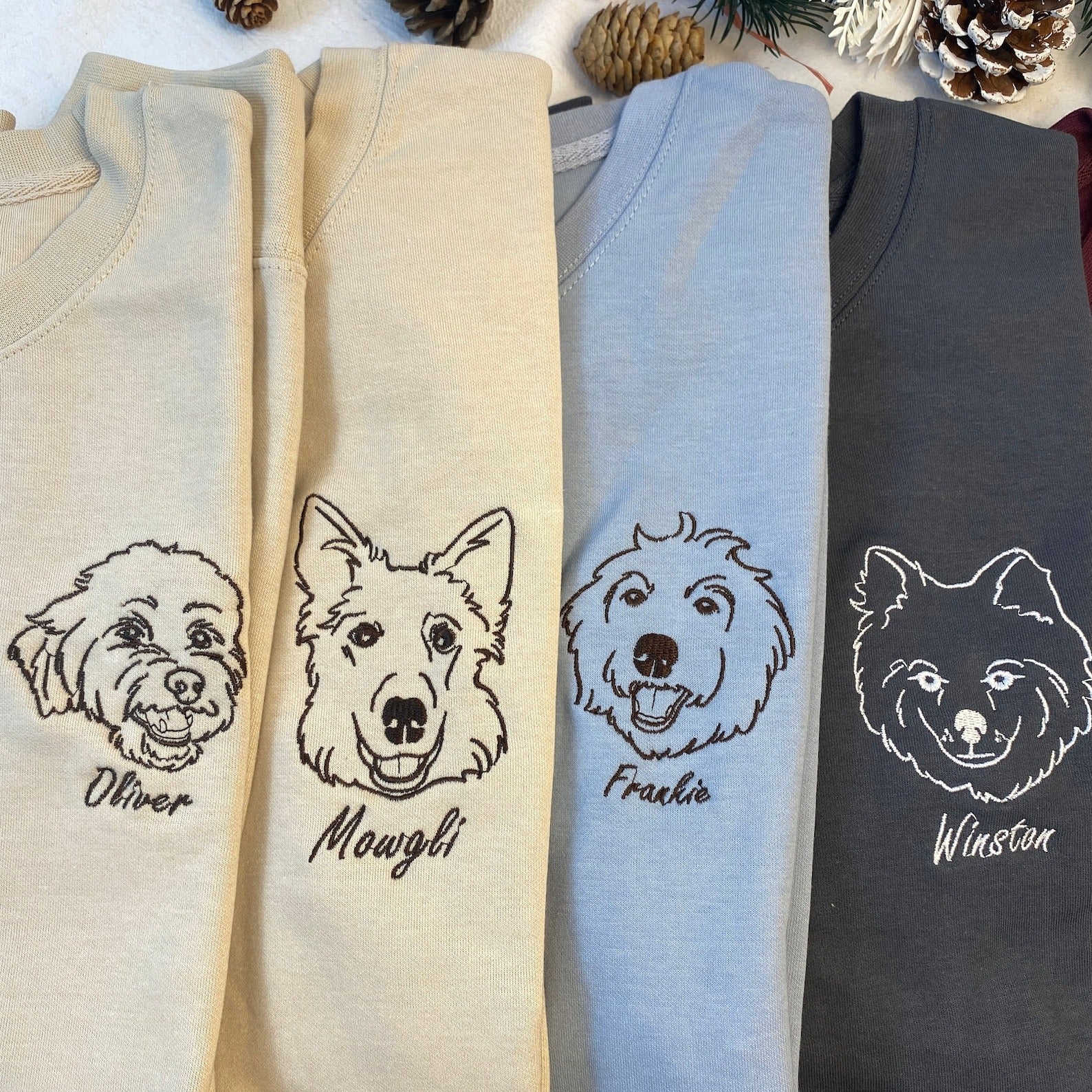 Custom Portrait from Photo Embroidered Sweatshirt, Embroidered Hoodie, Embroidered Tshirt for Dog Mom Dog Dad, Cat Photo Pullover Hooded Sweater, Sketch from Photo Embroidered Shirts, Gift for Pet Owner