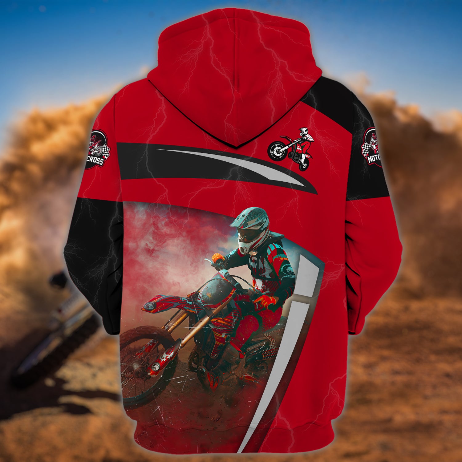 Motocross Dirt Bike - Personalized Name 3D Zipper Hoodie 185 - Nvc97