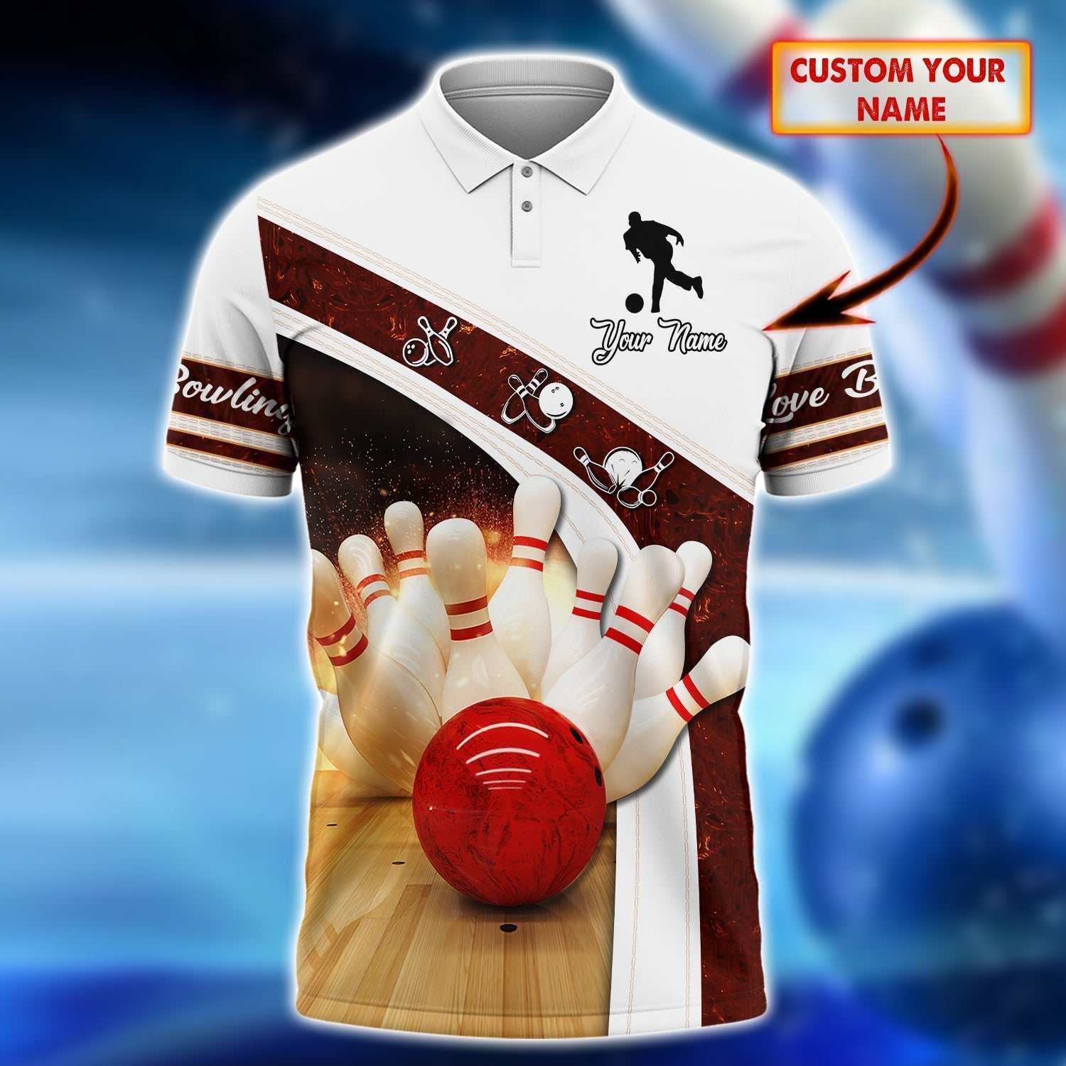 Love Bowling - Personalized Name 3D Polo Shirt 178 - TD96