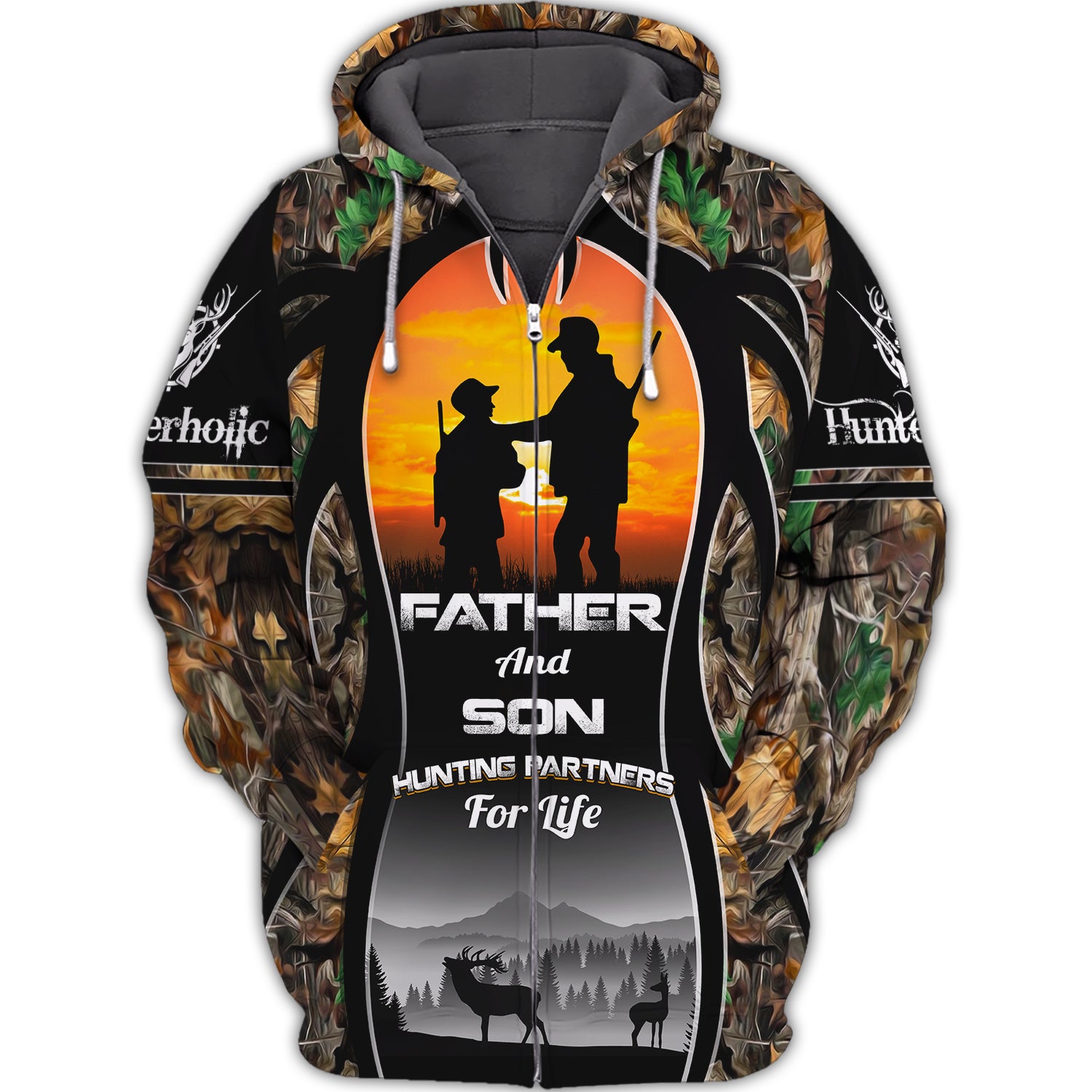 Father And Son Hunting Partners For Life Personalized Name 3D Zipper Hoodie 152, Nvc97