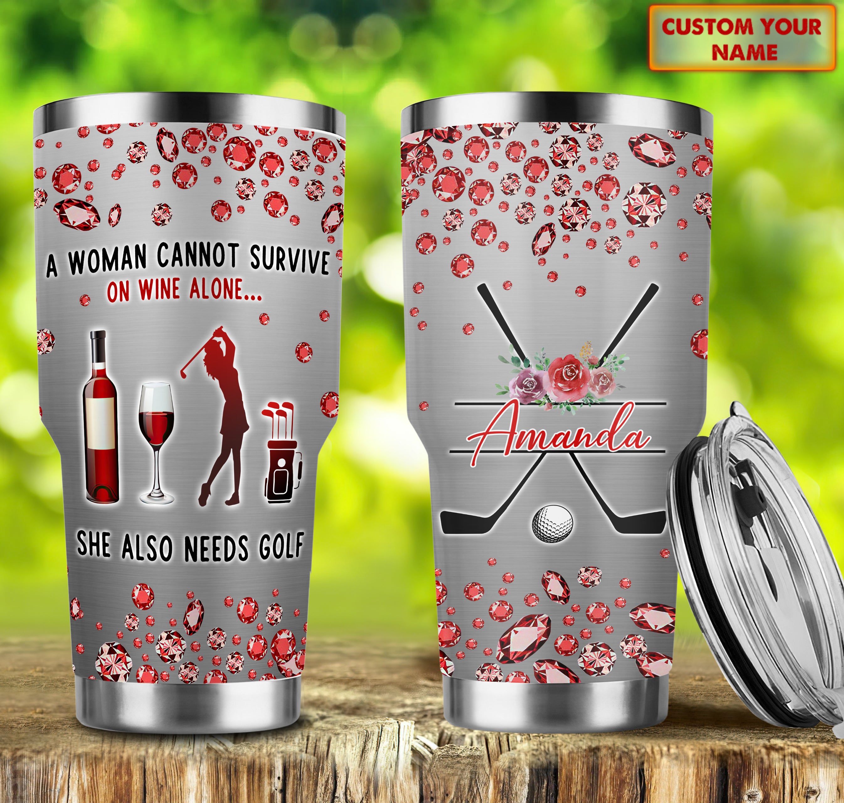 Love Golf And Wine - Personalized Name Tumbler 20 - Nvc97
