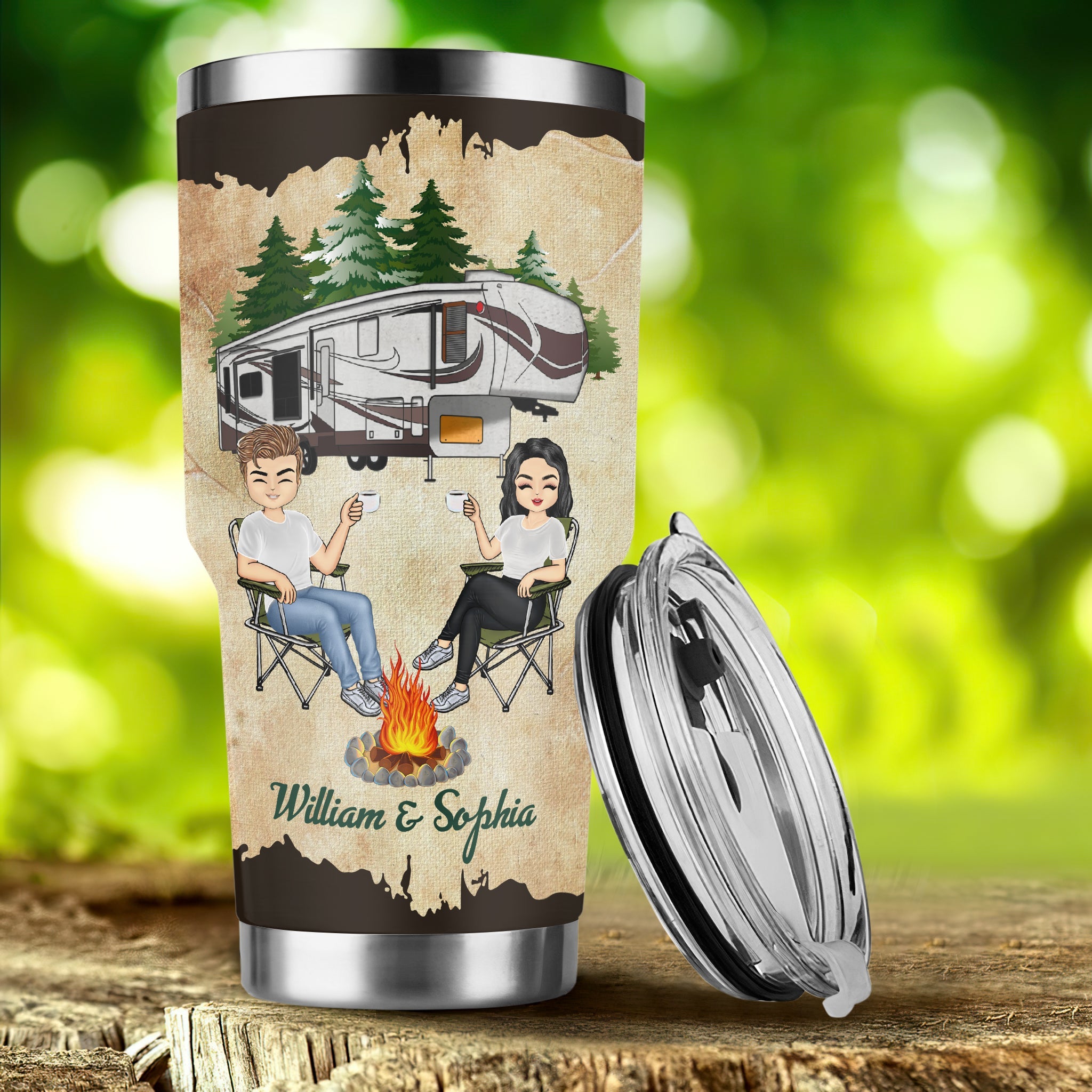 Let's Sit By The Campfire - Personalized Name Tumbler 22 - Nsd99