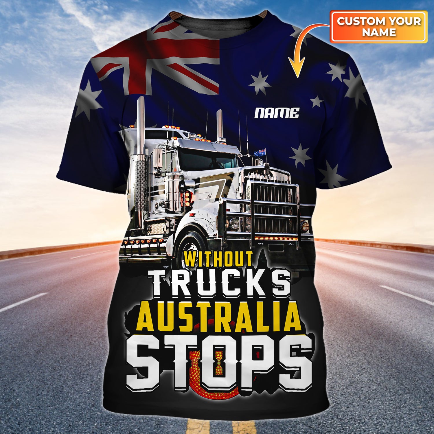 Without Trucks Australia Stops Personalized Name 3D Tshirt 172, Nvc97