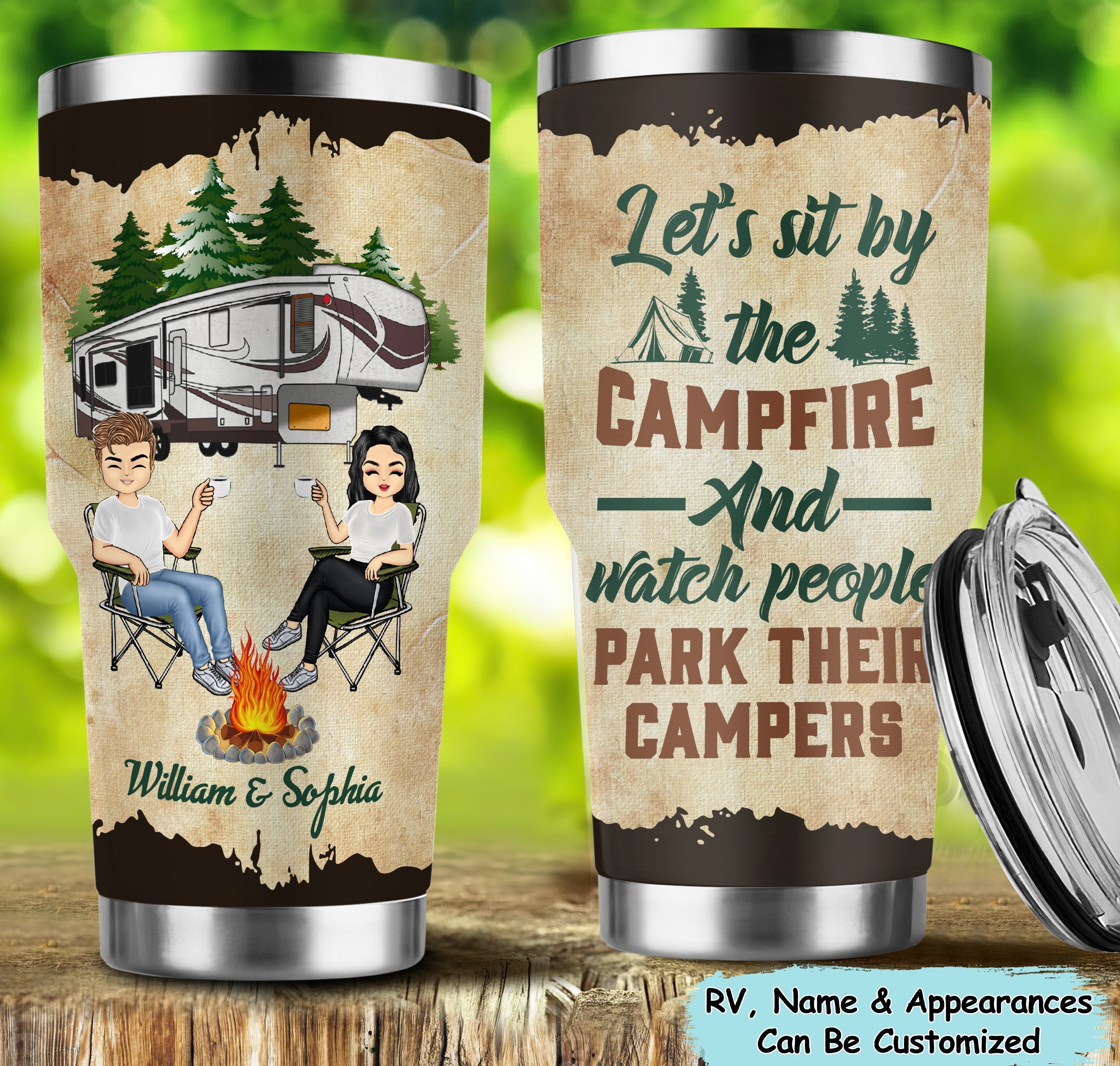 Let's Sit By The Campfire - Personalized Name Tumbler 22 - Nsd99