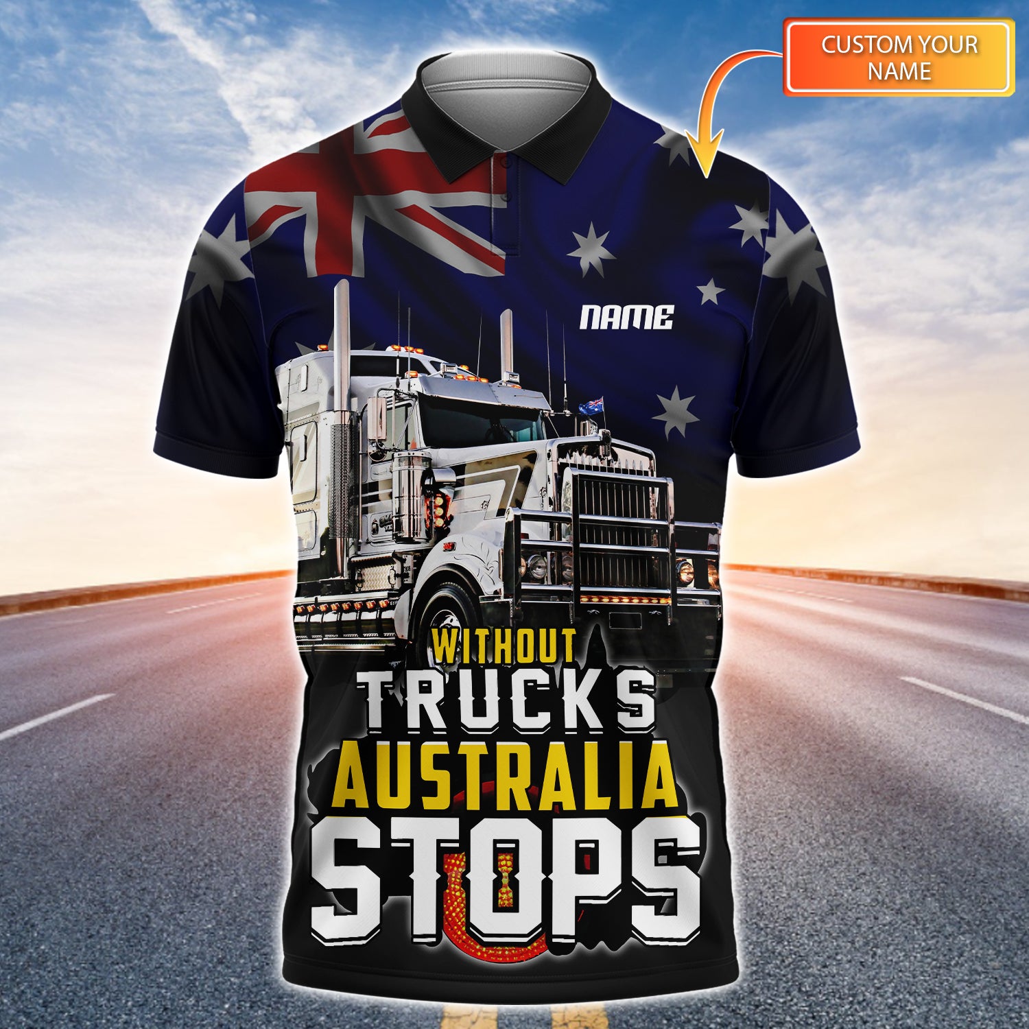 Without Trucks Australia Stops Personalized Name 3D Polo Shirt 172 - Nvc97