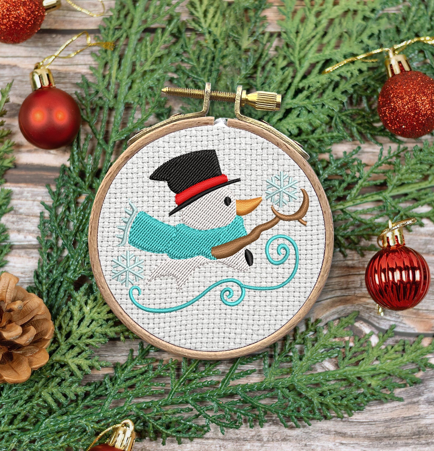 Snowman Embroidered Christmas Ornaments