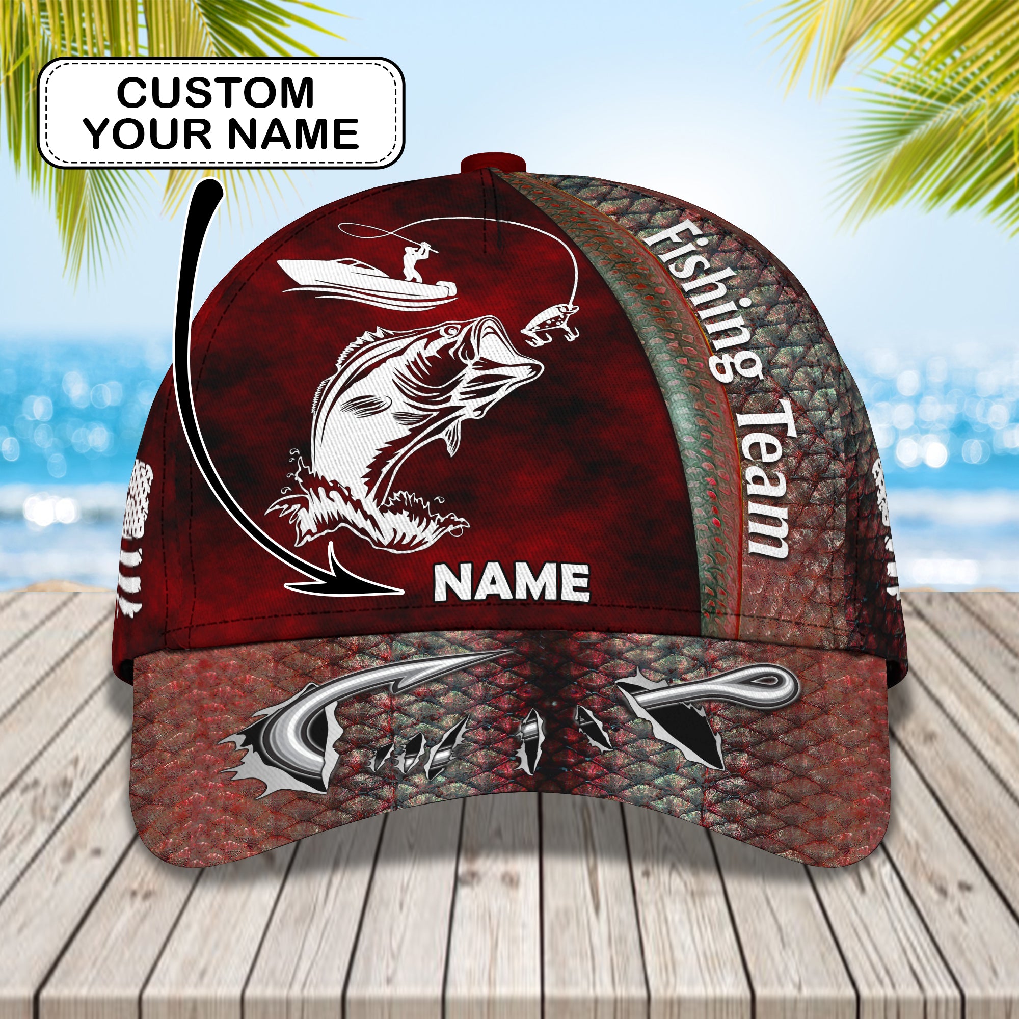 Fishing Team - Personalize Name Cap  - Loop - Ntp-188