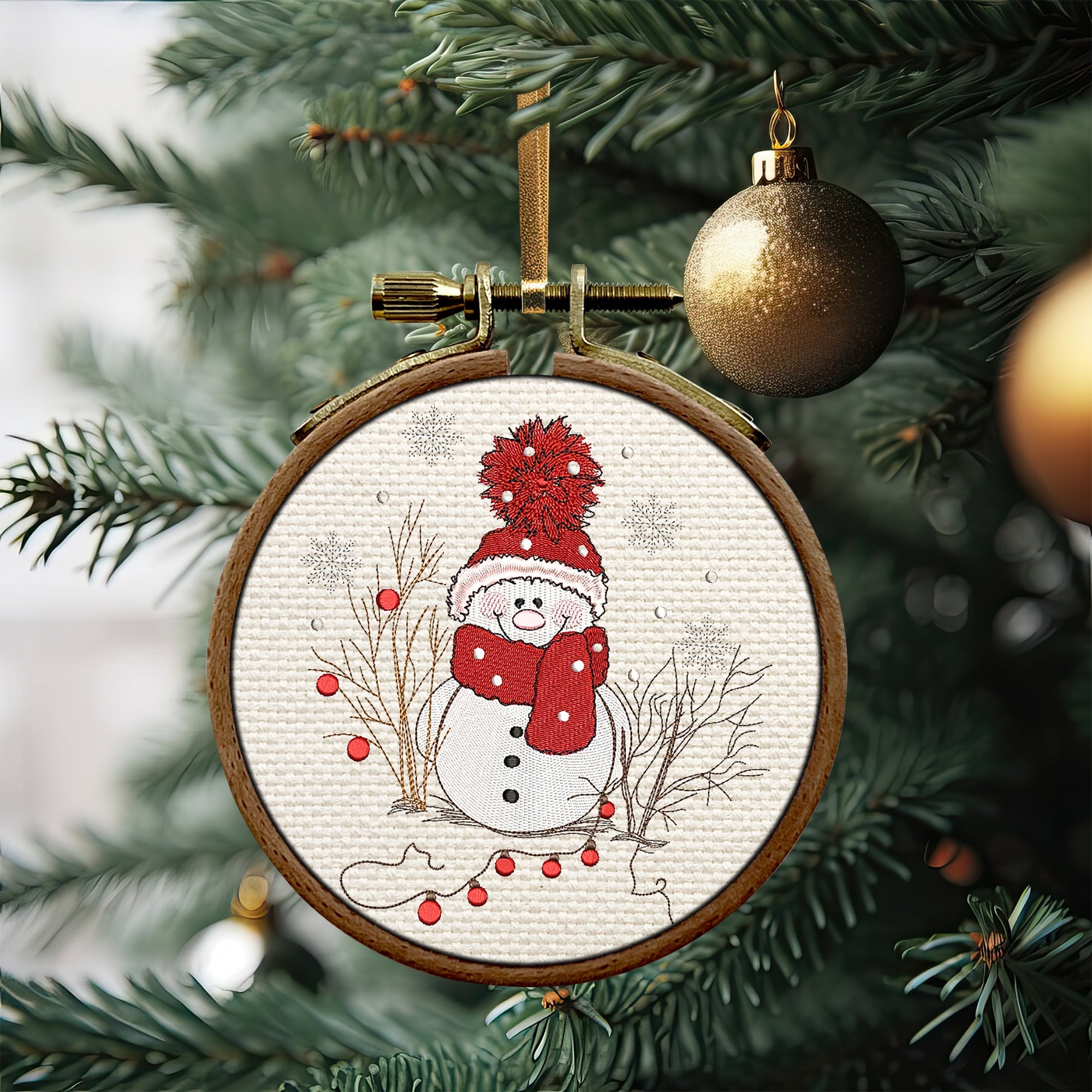 Snowgirl Embroidered Christmas Ornaments