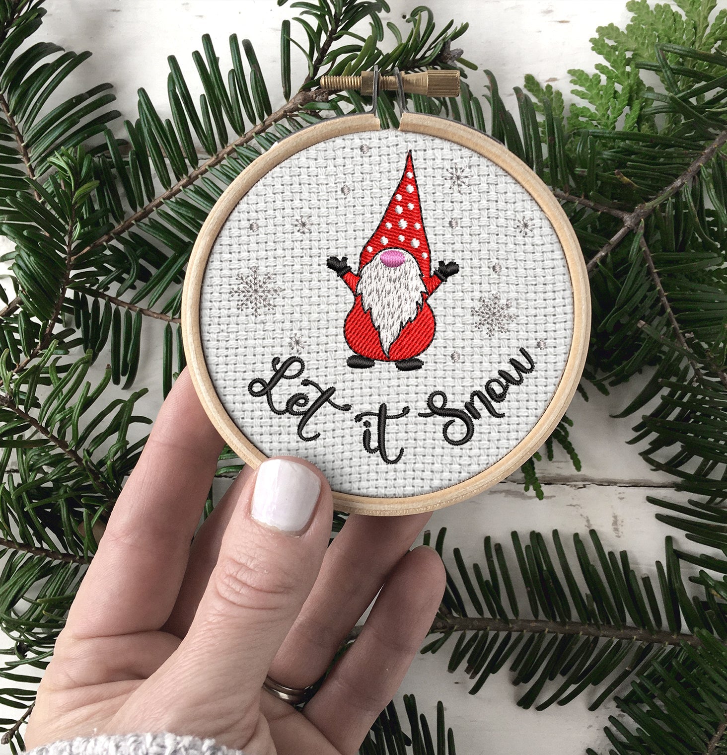 Let it Snow Embroidered Christmas Ornaments