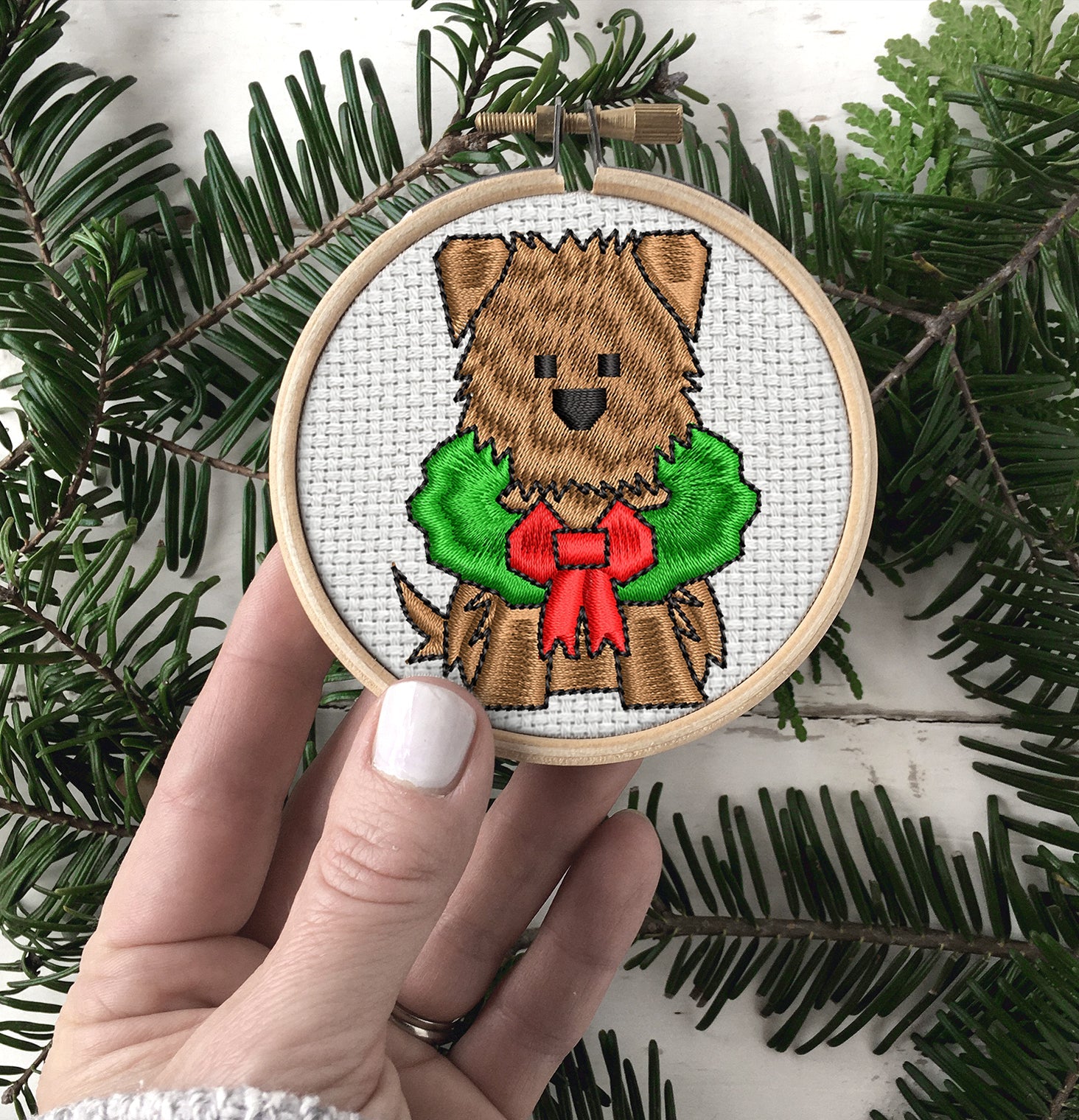 Teddy Bear Embroidered Christmas Ornaments