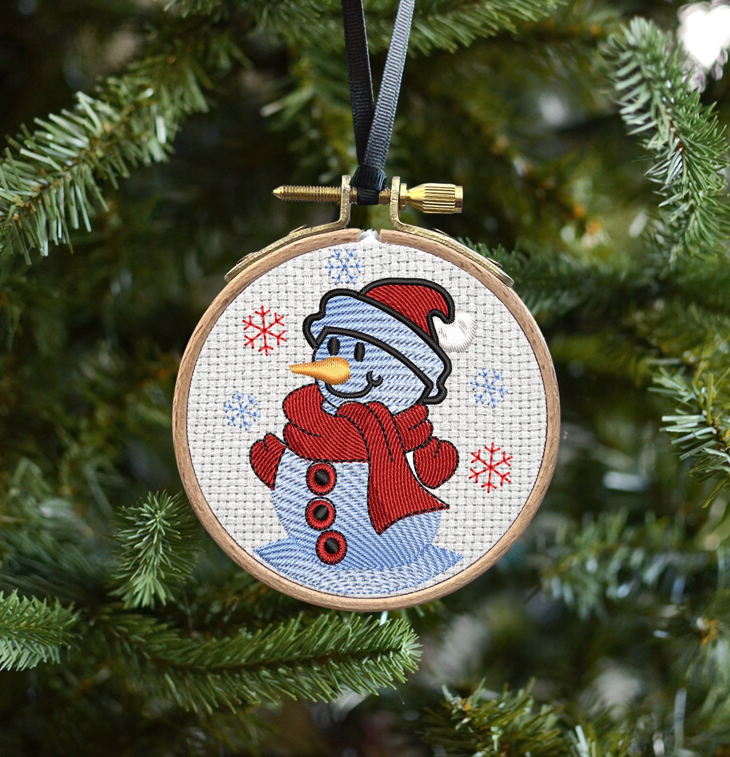 Snowman Embroidered Christmas Ornaments