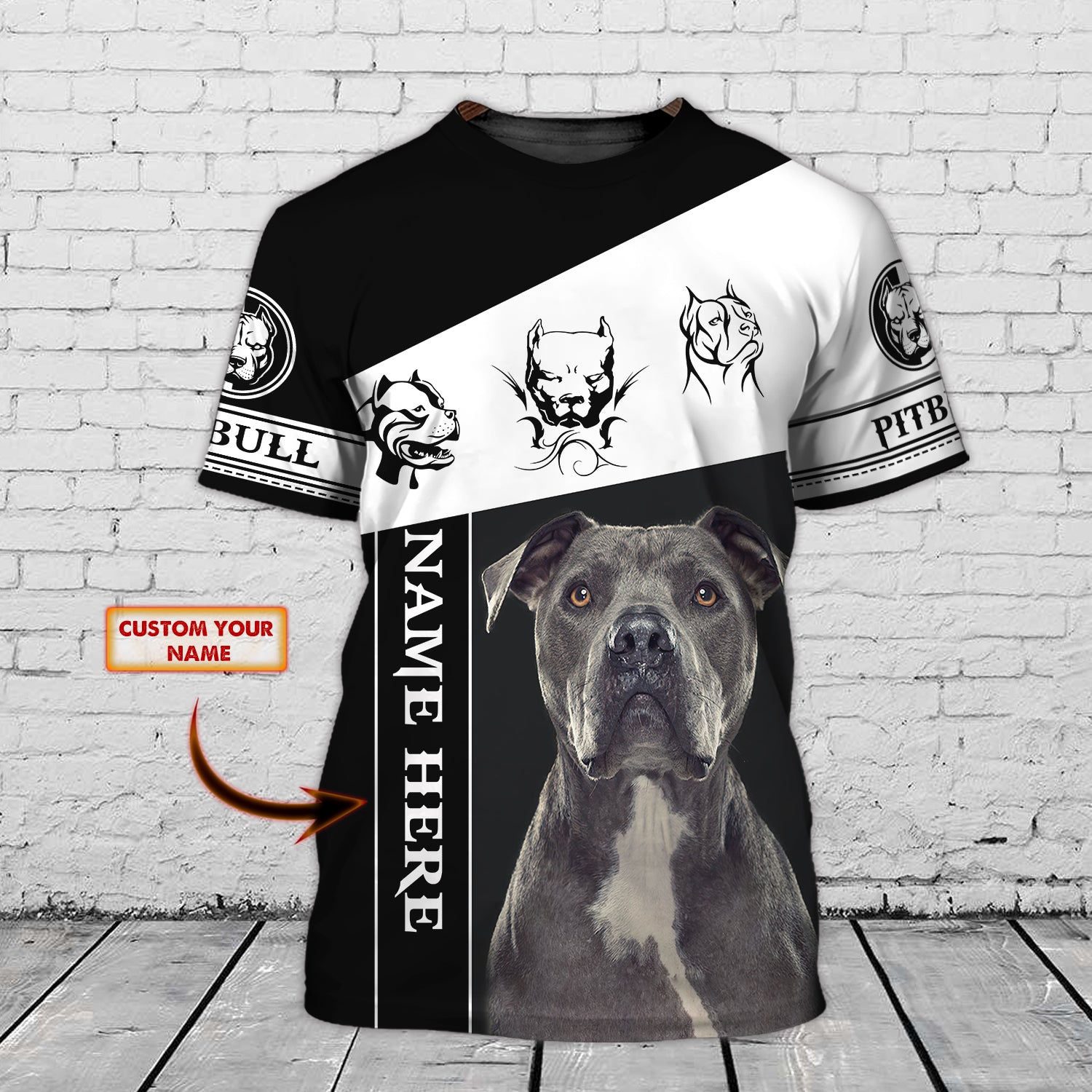Pitbull - Personalized Name 3D T-Shirt 001- Nss