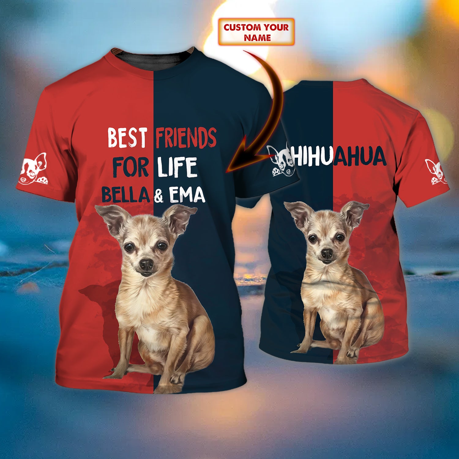 Chihuahua Best Friend For Life - Personalized Name 3D Tshirt - QB95