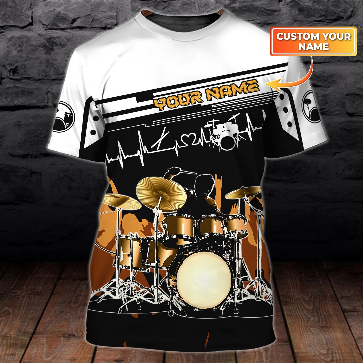 Drums, Drummer, Personalized Name 3D Tshirt 10, RINC98