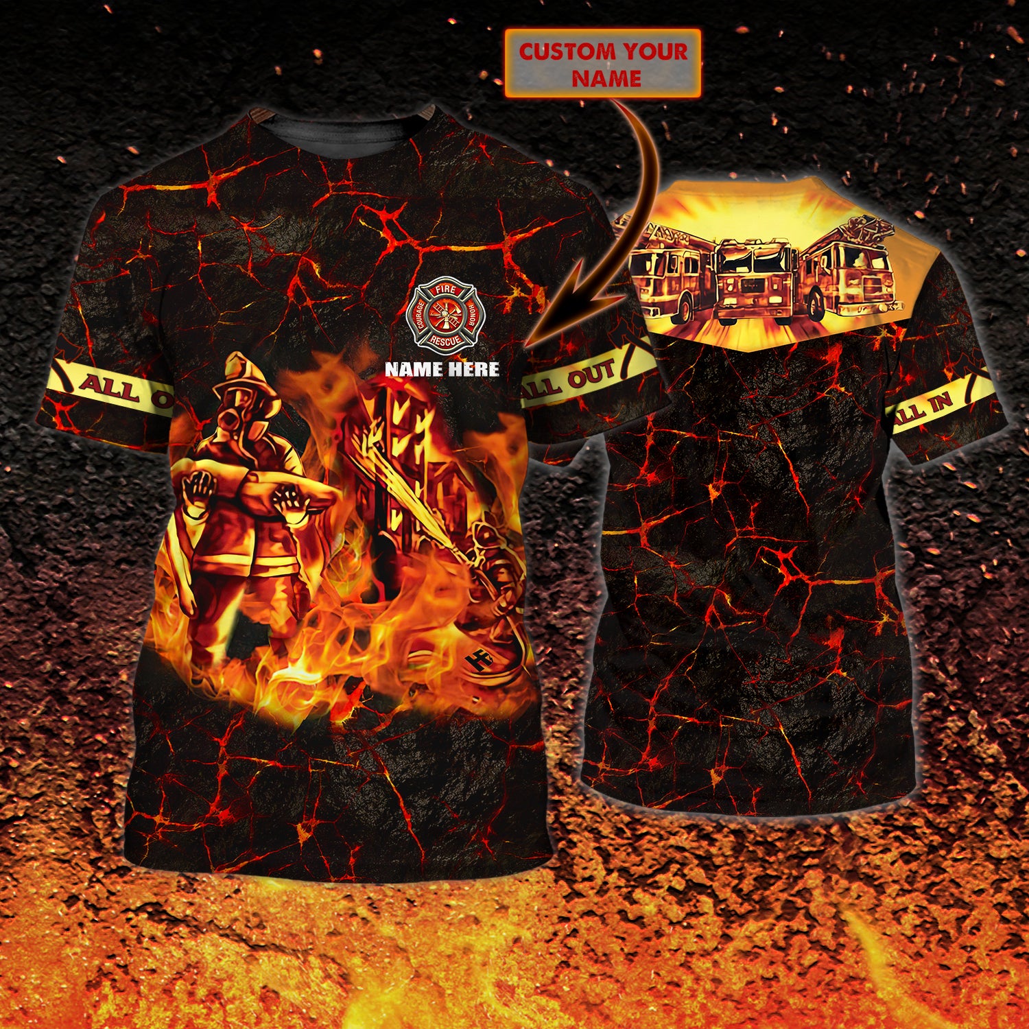 Firefighter - Personalized Name 3D Tshirt For firefighter - HEZ98 17