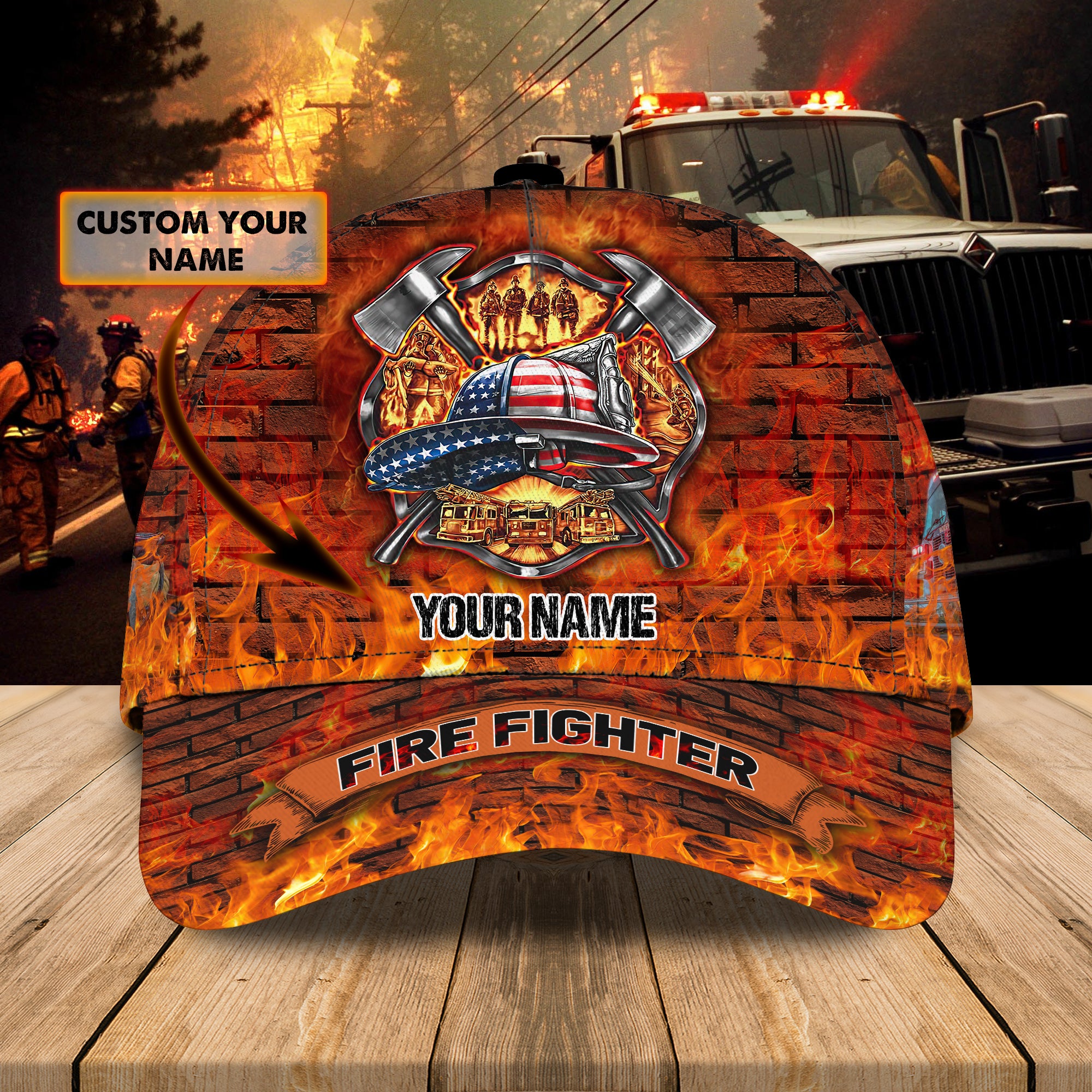 Firefighter 2 - Personalized Name Cap 15 - Nvc97