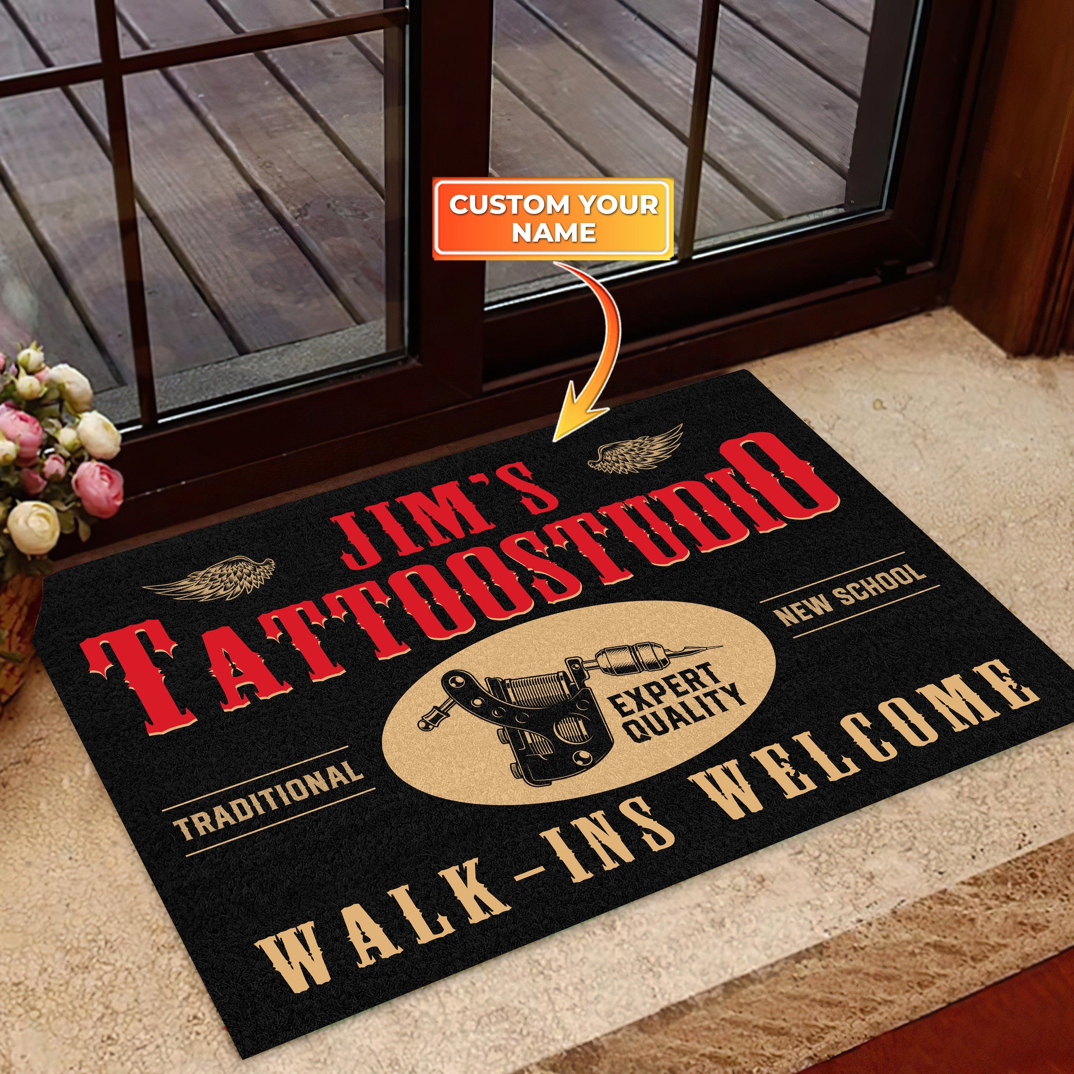 Personalized Tattoo Studio Door Mat, Custom Doormat, Tattoos Doormat