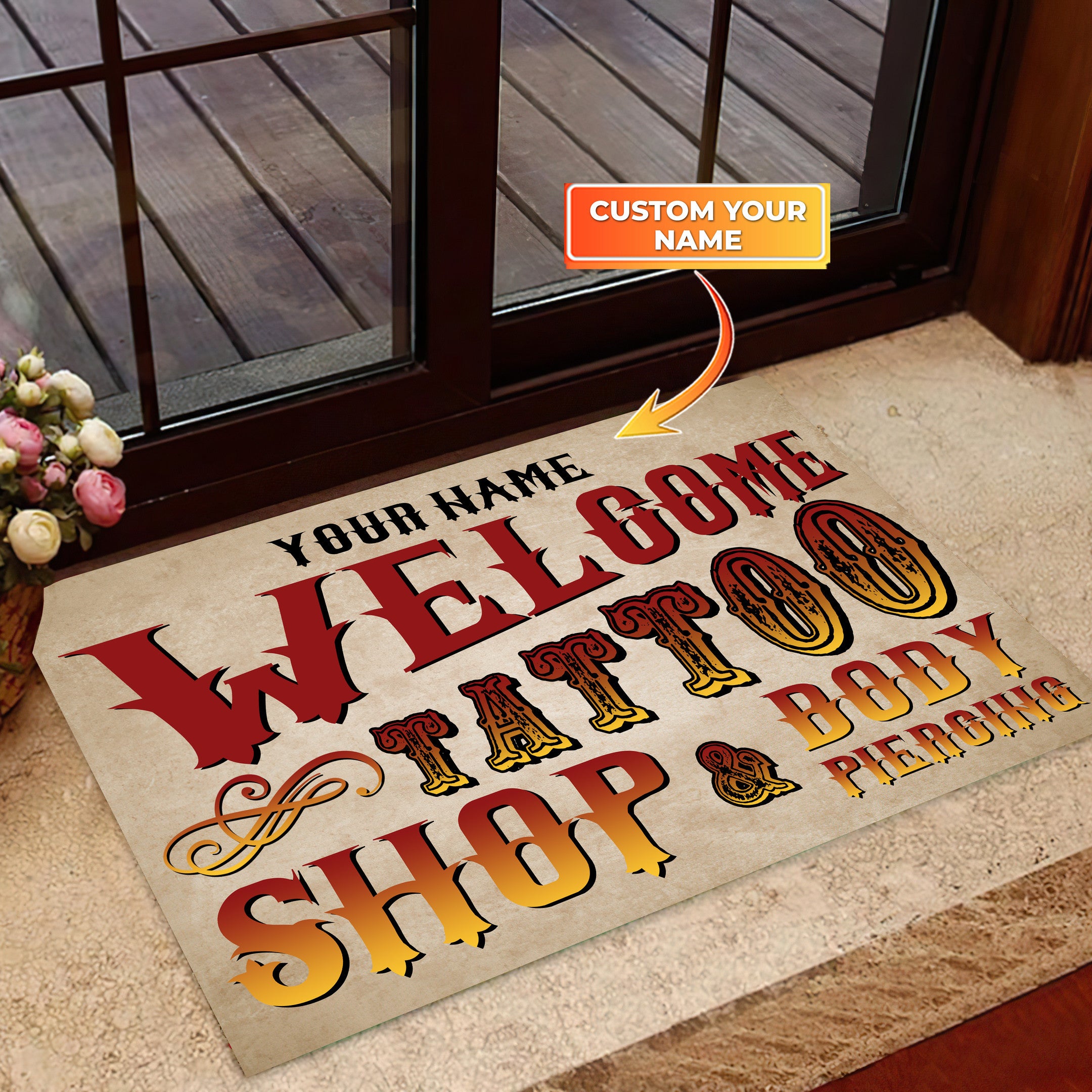 Doormat Funny Tattoo Shop Rug Doormat, Custom Doormat, Tattoos Doormat