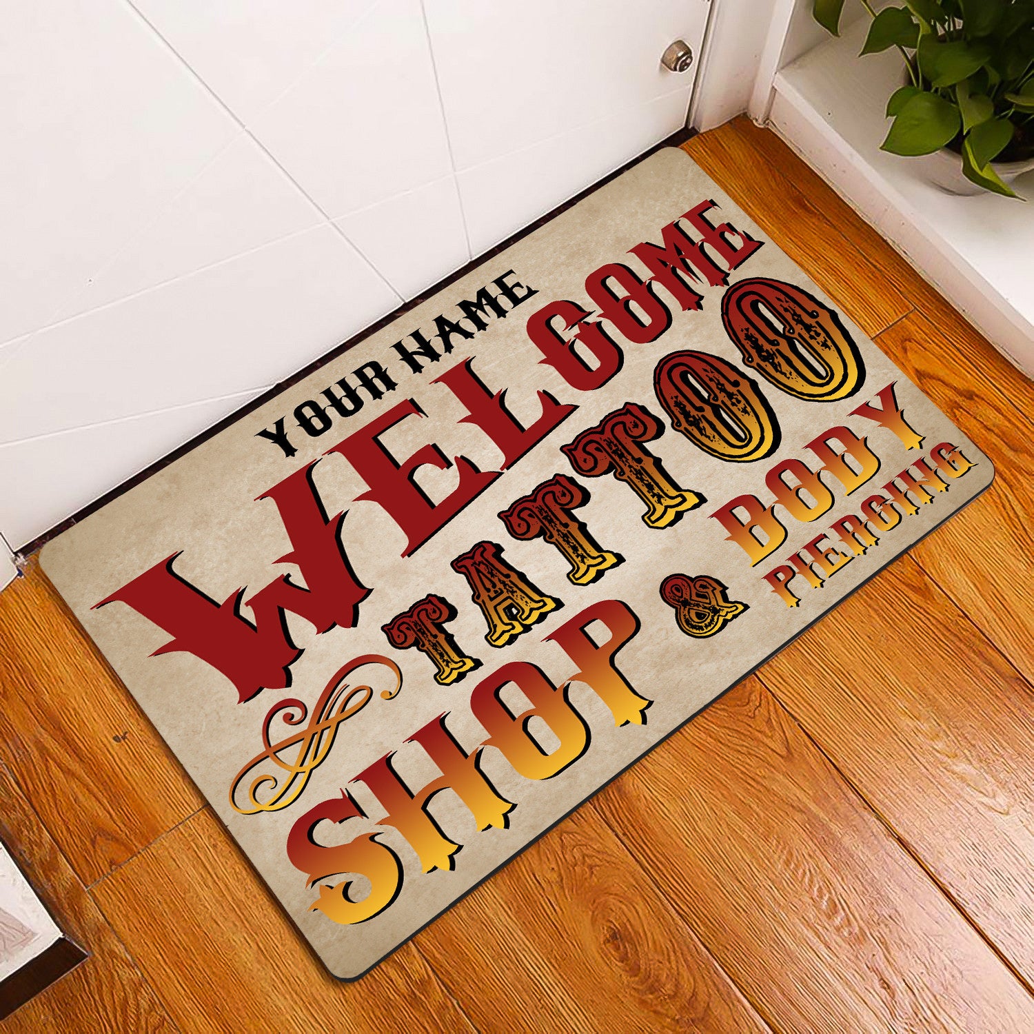 Doormat Funny Tattoo Shop Rug Doormat, Custom Doormat, Tattoos Doormat