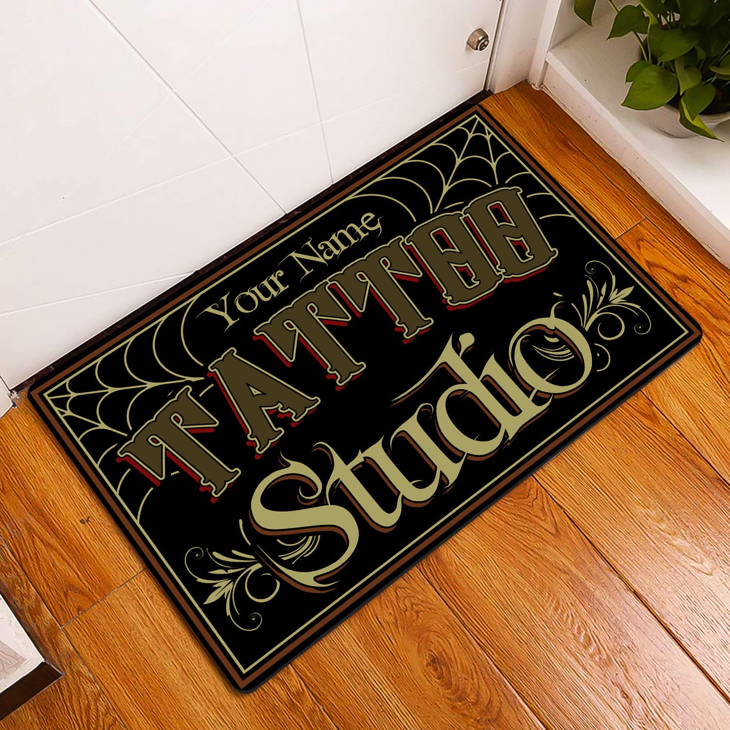 Funny Tattoo Shop Rug Doormat, Custom Doormat, Tattoo Halloween Doormat