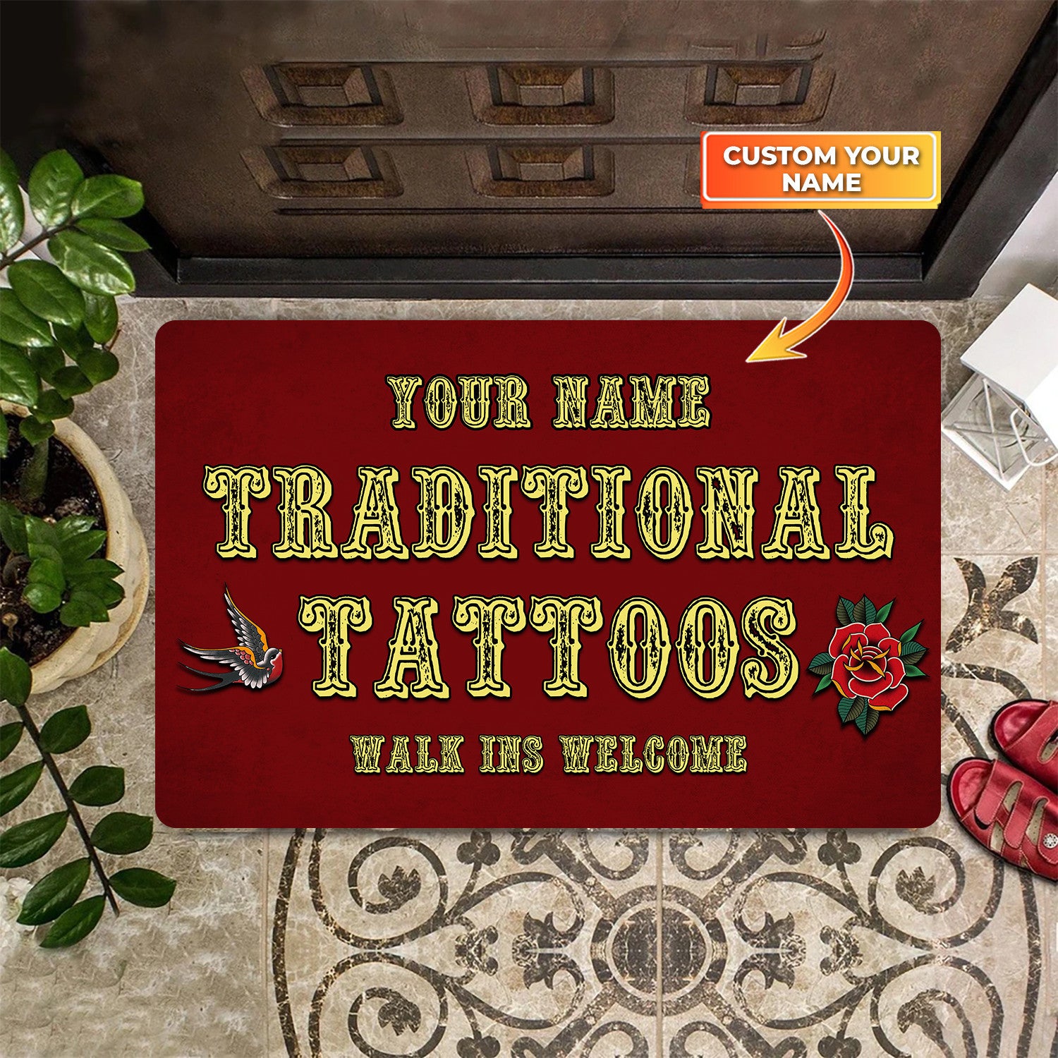 Tattoo Studio Doormat, Custom Doormat, Tattoo Doormat