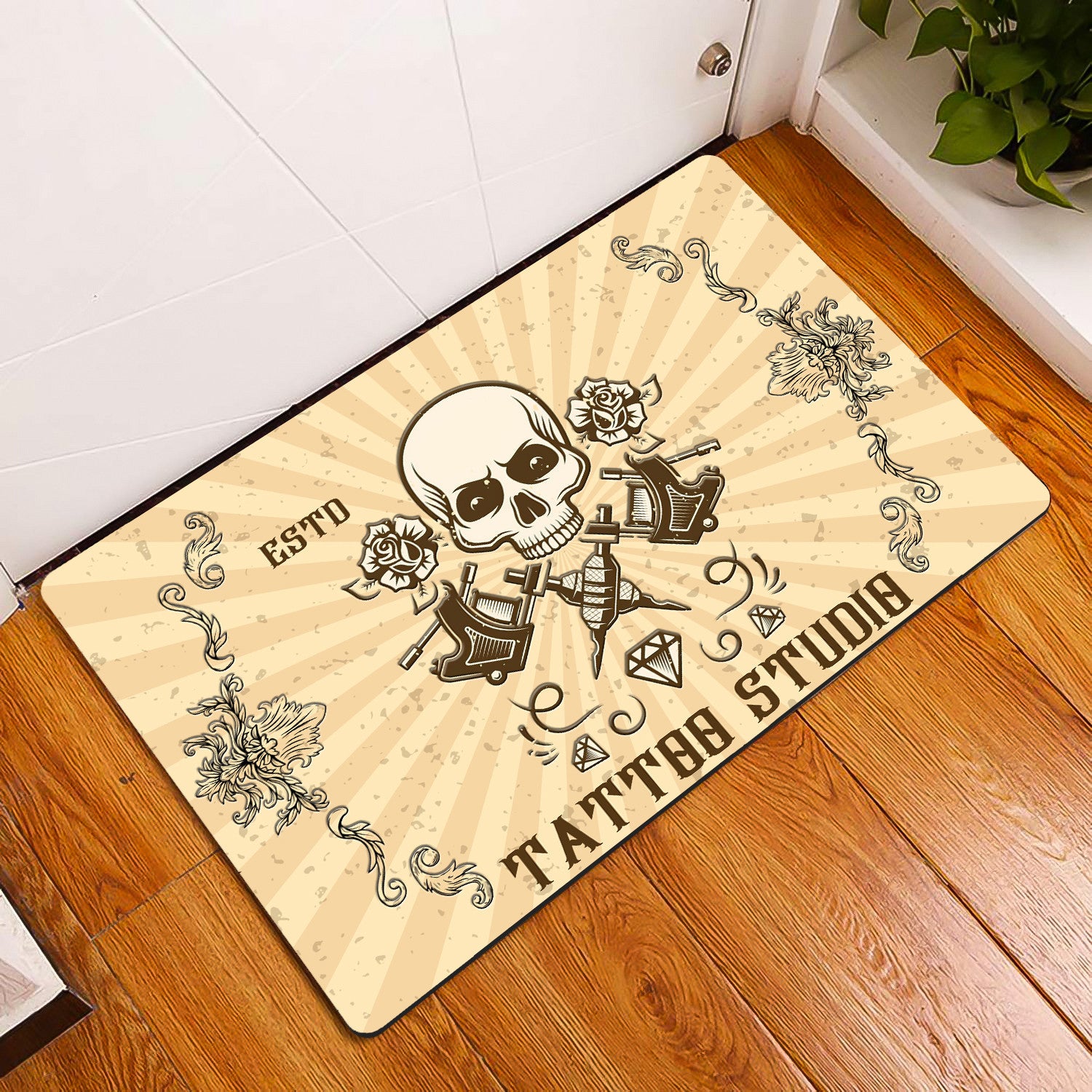 Tattoo Studio Vintage Style Personalized Doormat Text Name Custom