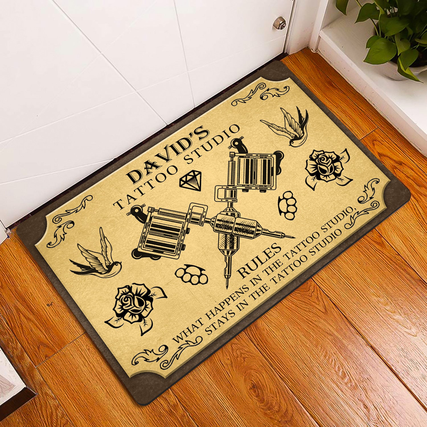 Tattoo Studio Rules - What Happens In The Tattoo Studio Indoor And Outdoor Doormat