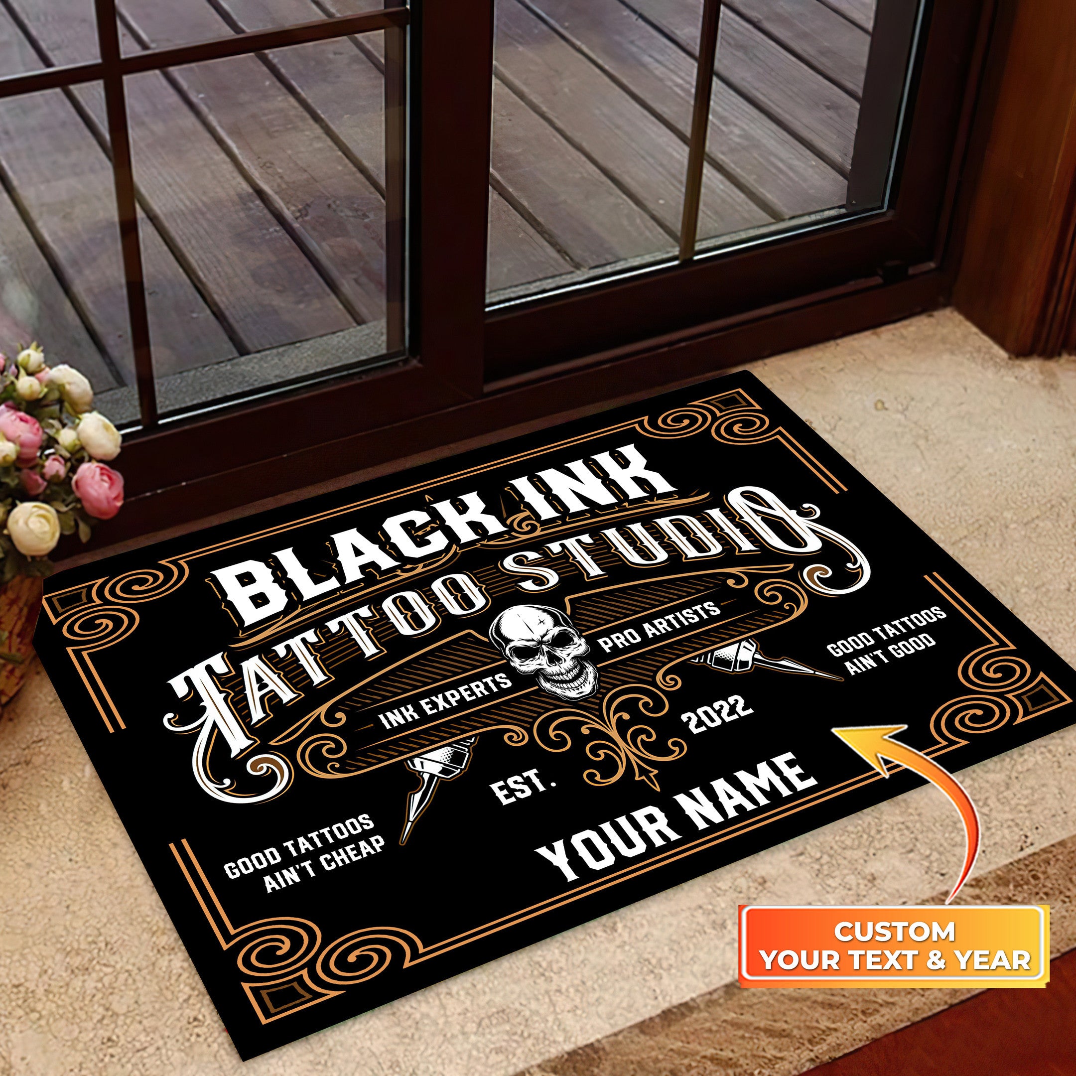 Tattoo Doormat, Tattoo Personalized Tattoo Studio Door Rug