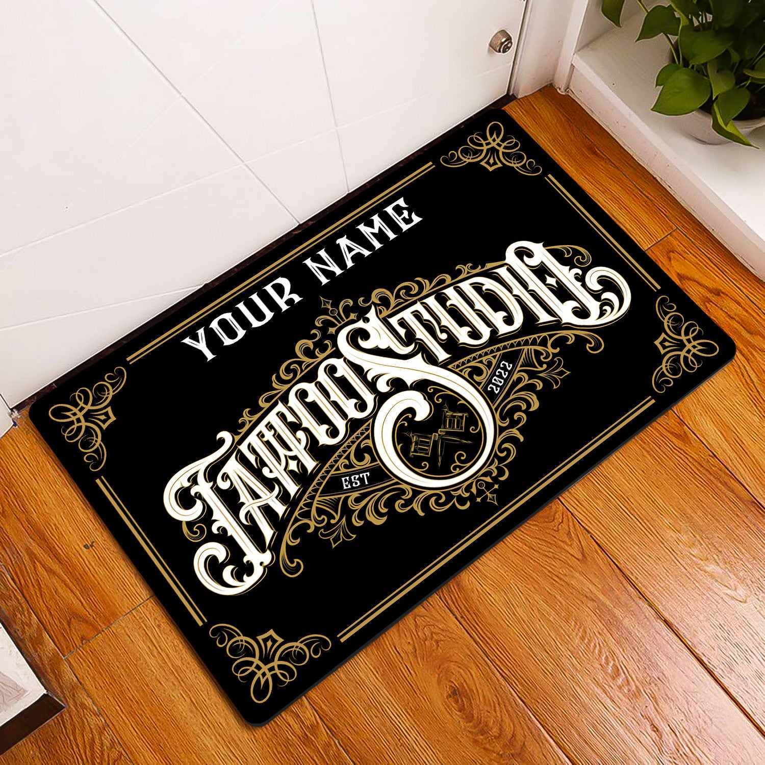 Tattoo Studio Doormat, Tattoo Personalized Tattoo Studio Door Rug