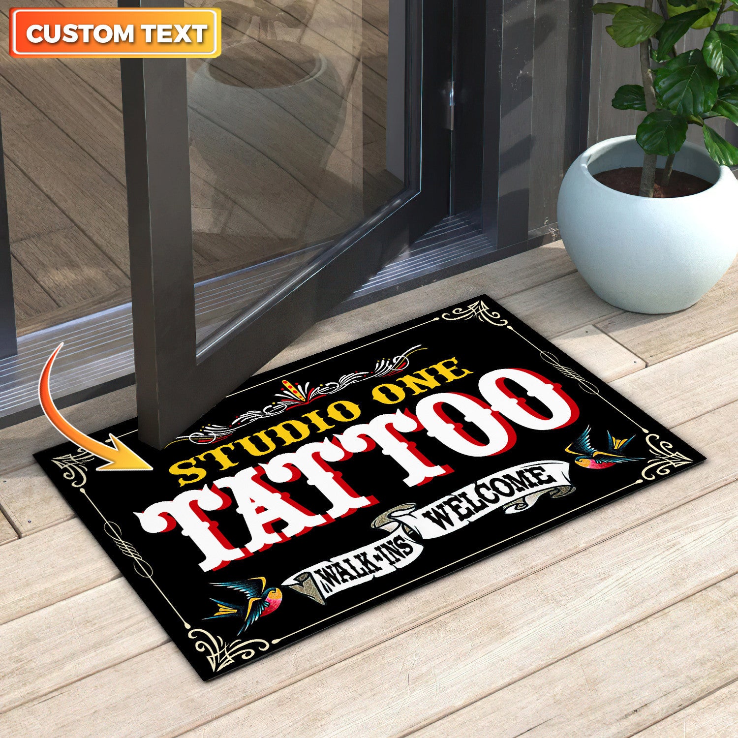 Personalized Tattoo Walk Ins Welcome Door Mat