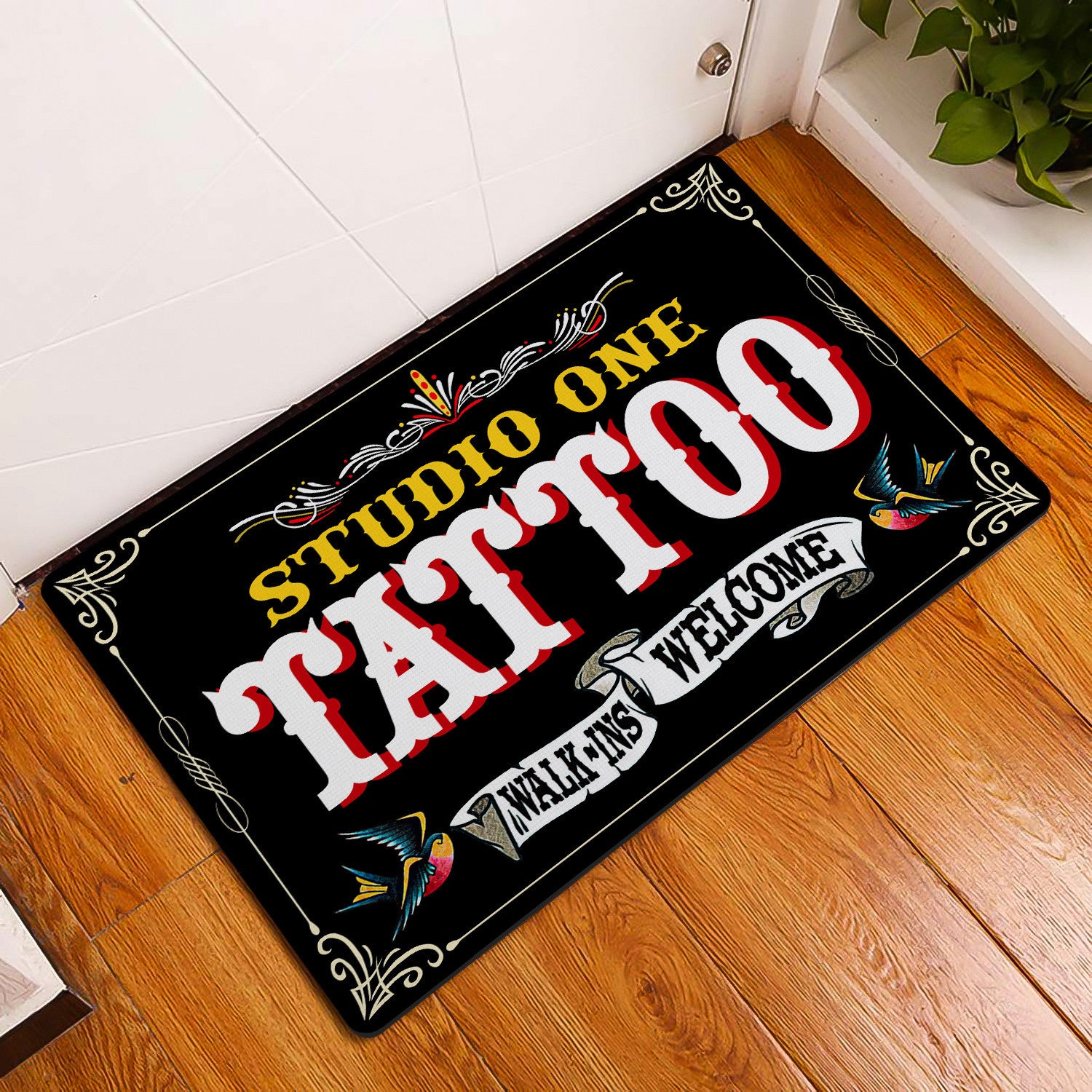 Personalized Tattoo Walk Ins Welcome Door Mat