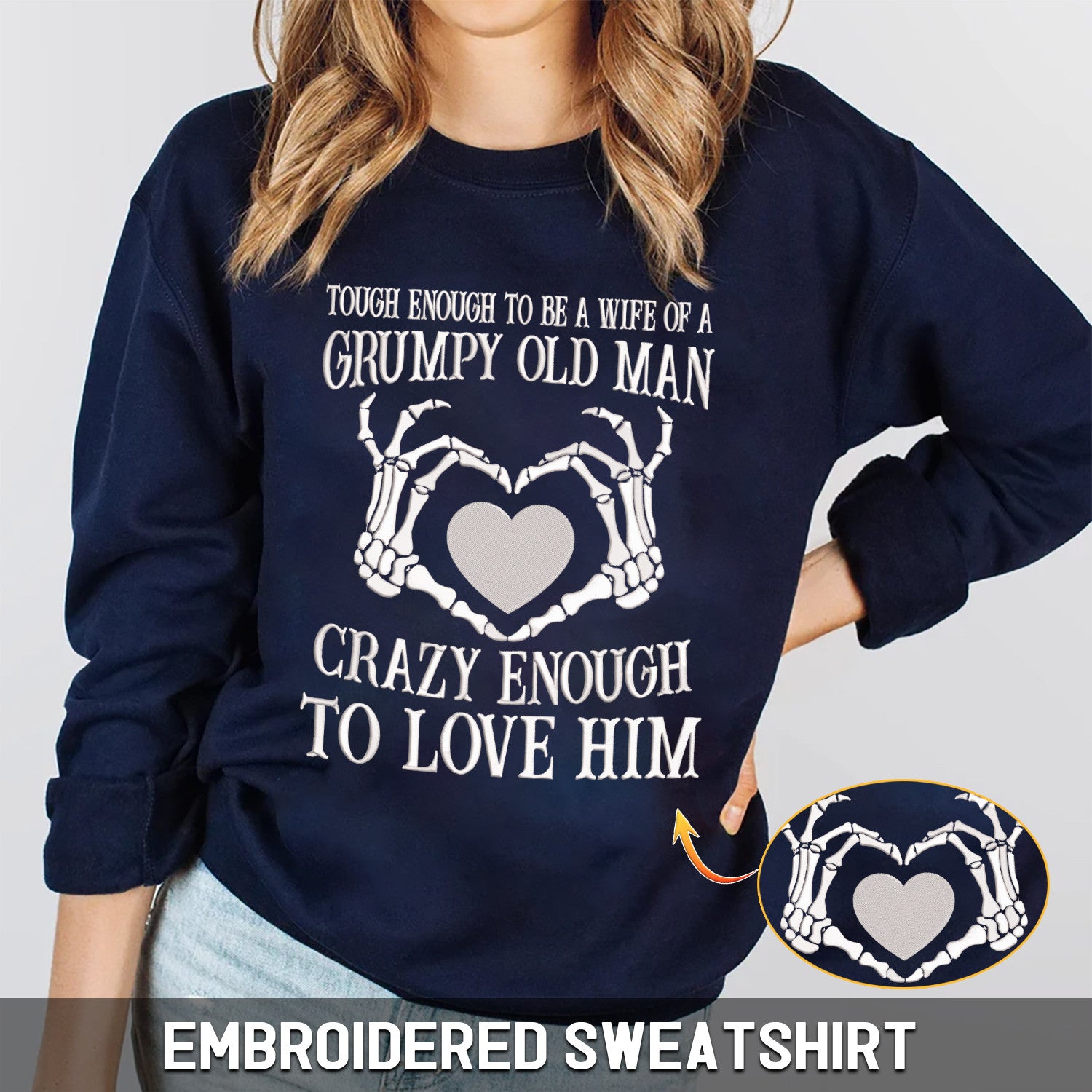 Embroidered Sweatshirt Hoodie - Tove Love Him