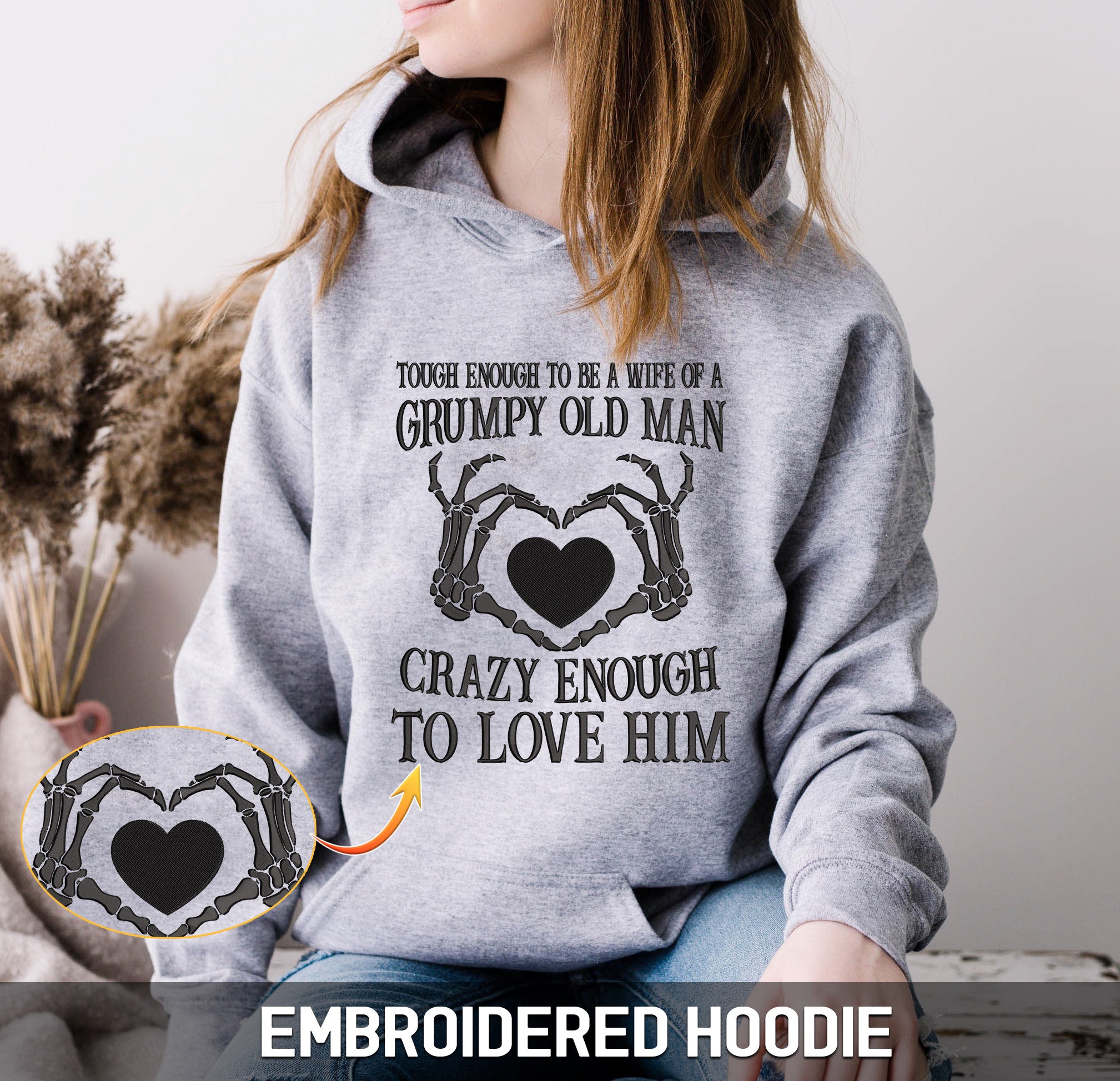 Embroidered Sweatshirt Hoodie - Tove Love Him