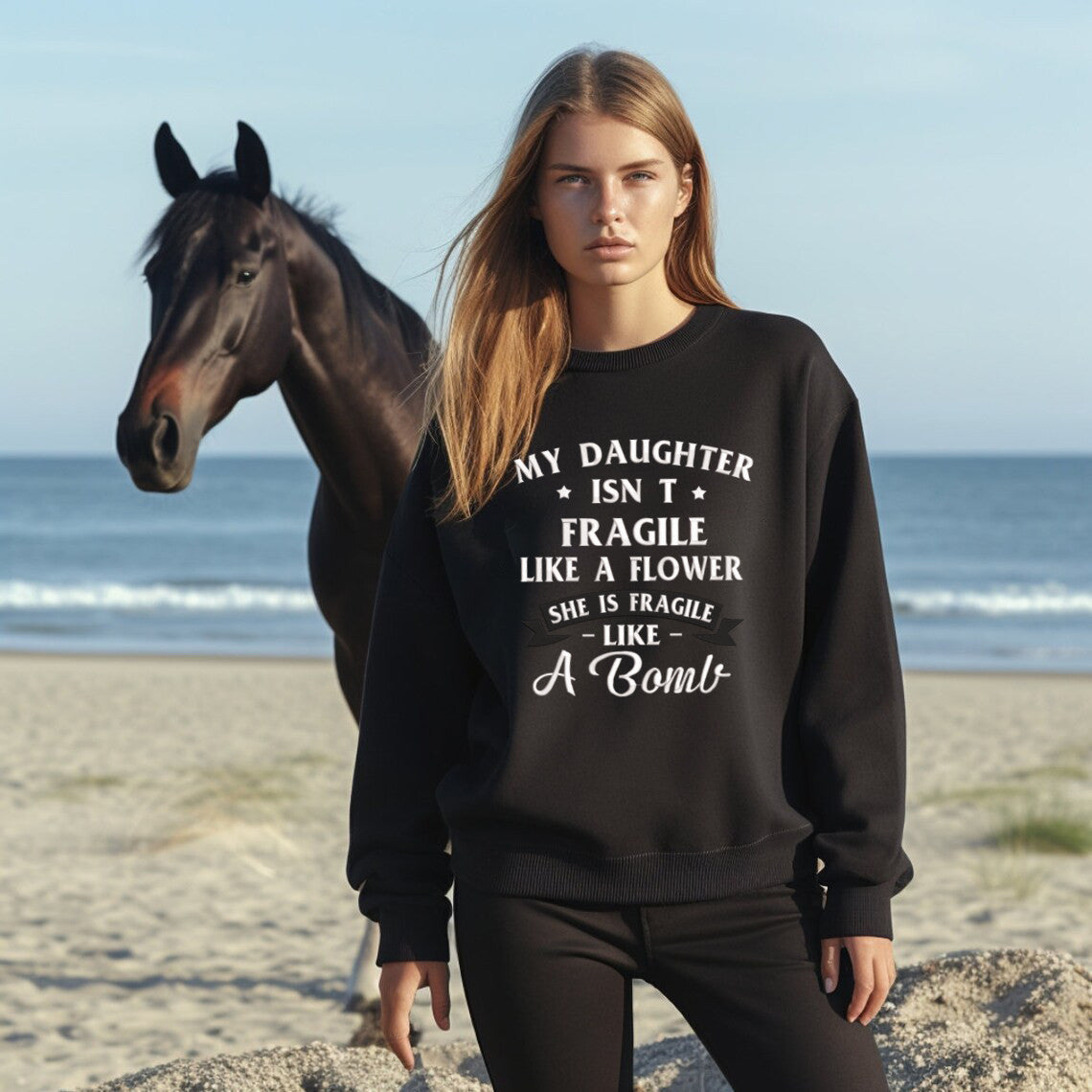 Embroidered Sweatshirt Hoodie My Daughter